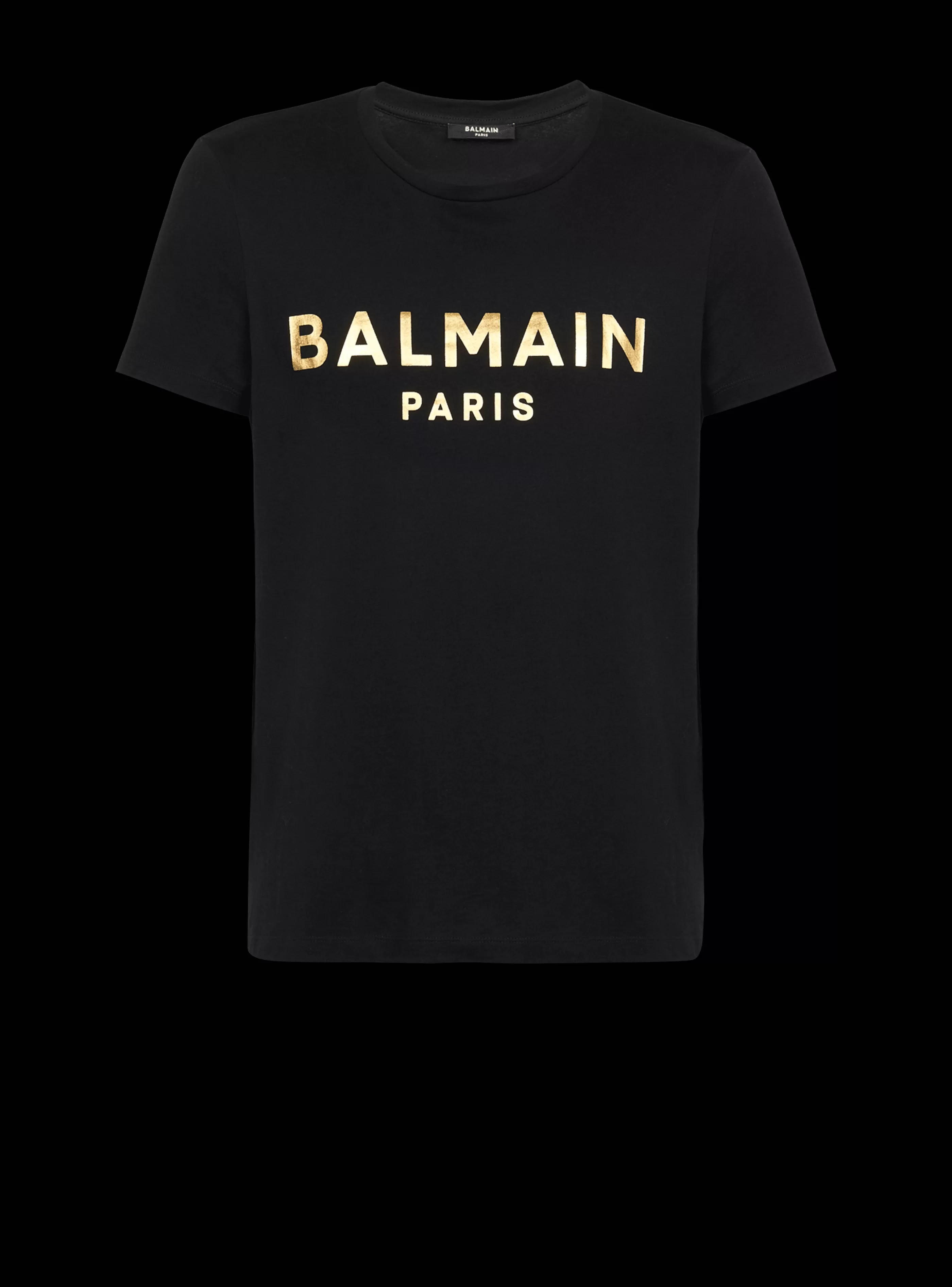 Balmain T-Shirts-Eco-designed Cotton T-shirt With Paris Logo Print black