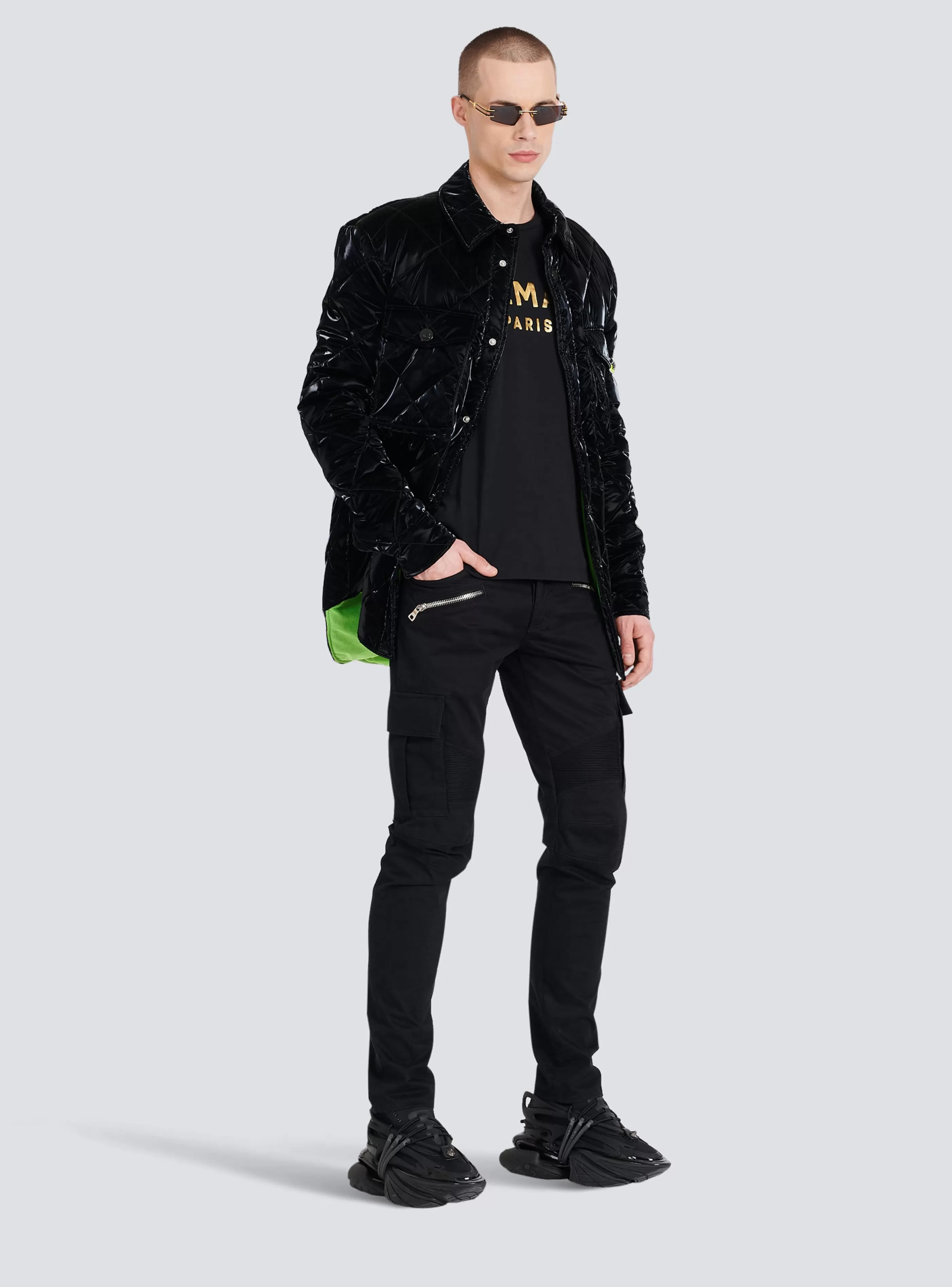 Balmain T-Shirts-Eco-designed Cotton T-shirt With Paris Logo Print black