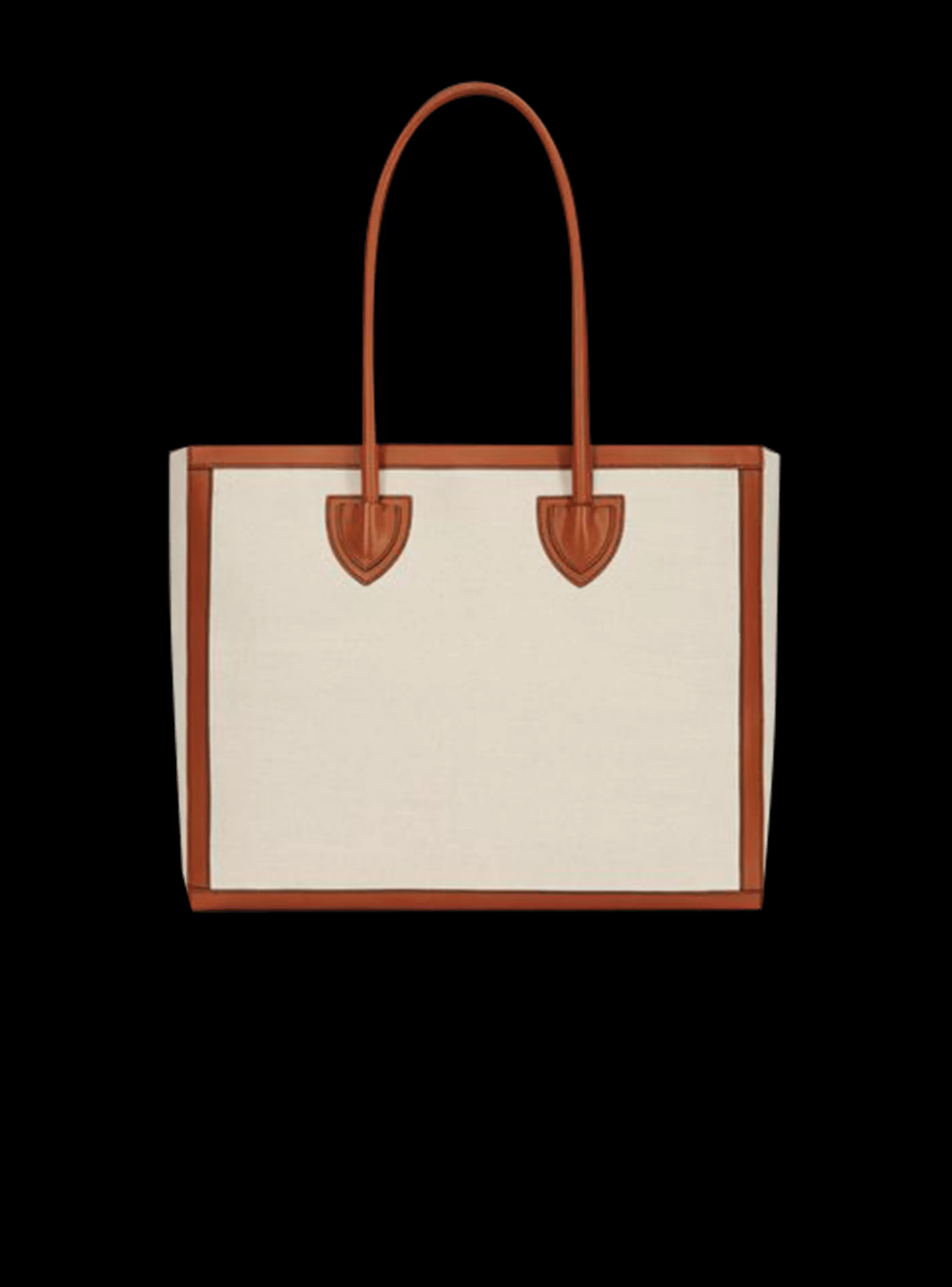 Balmain Shopper | Borse A Spalla-Ecru Canvas B-Army 42 Tote Bag With Brown Leather Panels beige