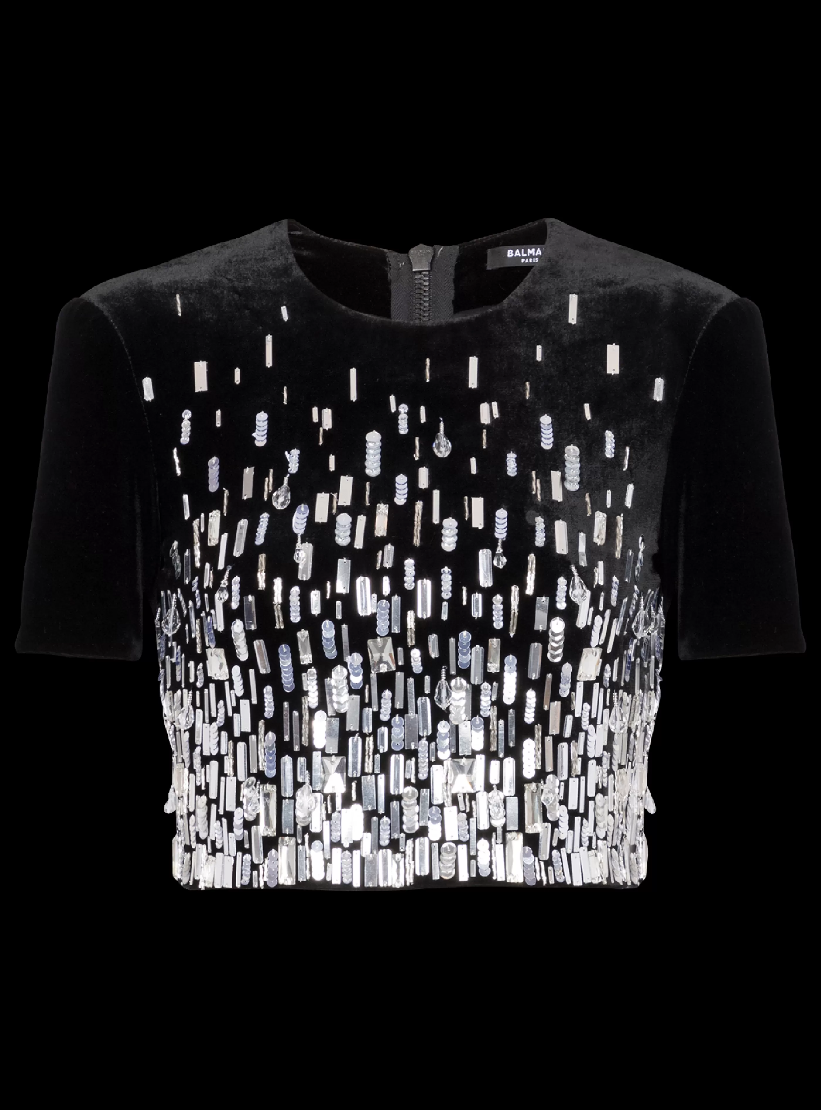 Balmain Top E Camicie-Embellished Crop Top silver