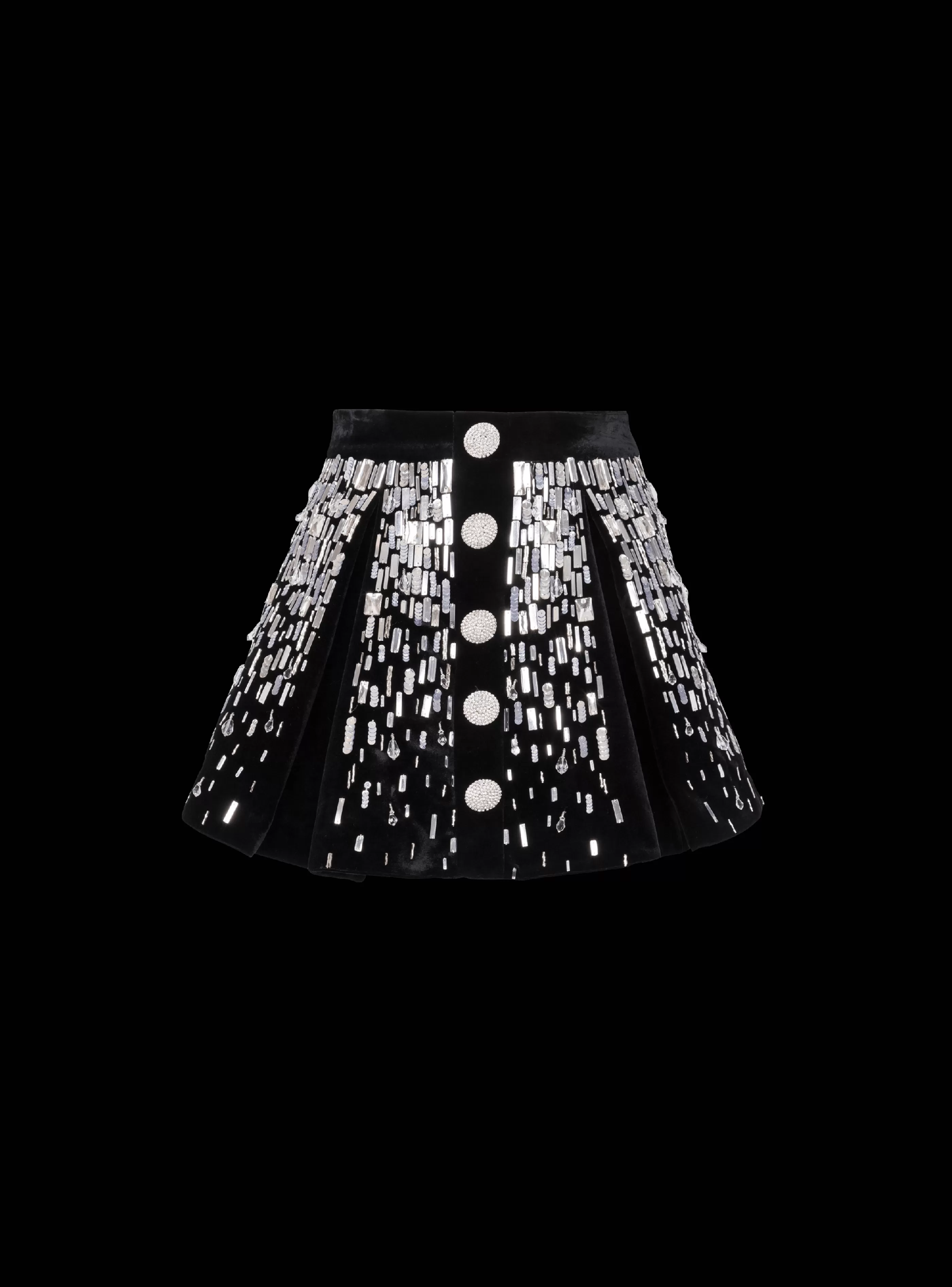 Balmain Gonne-Embellished Skater Skirt silver