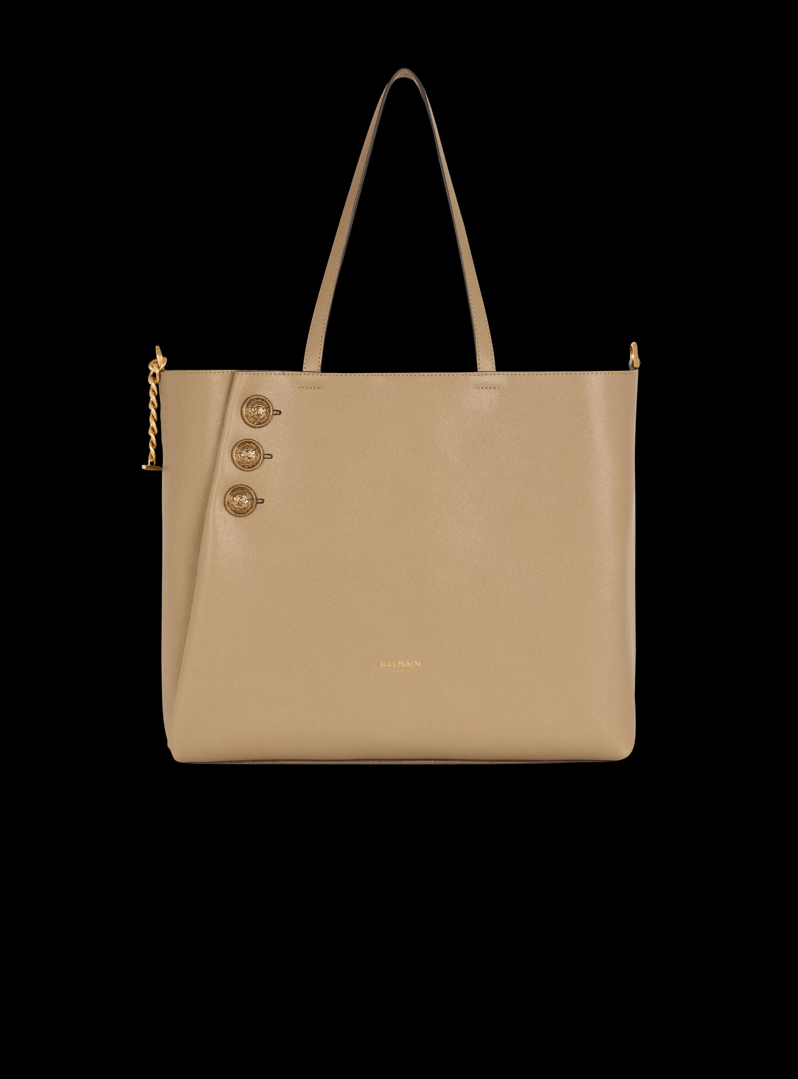 Balmain Shopper | Borse A Spalla-Emblème Grained Calfskin Tote Bag brown
