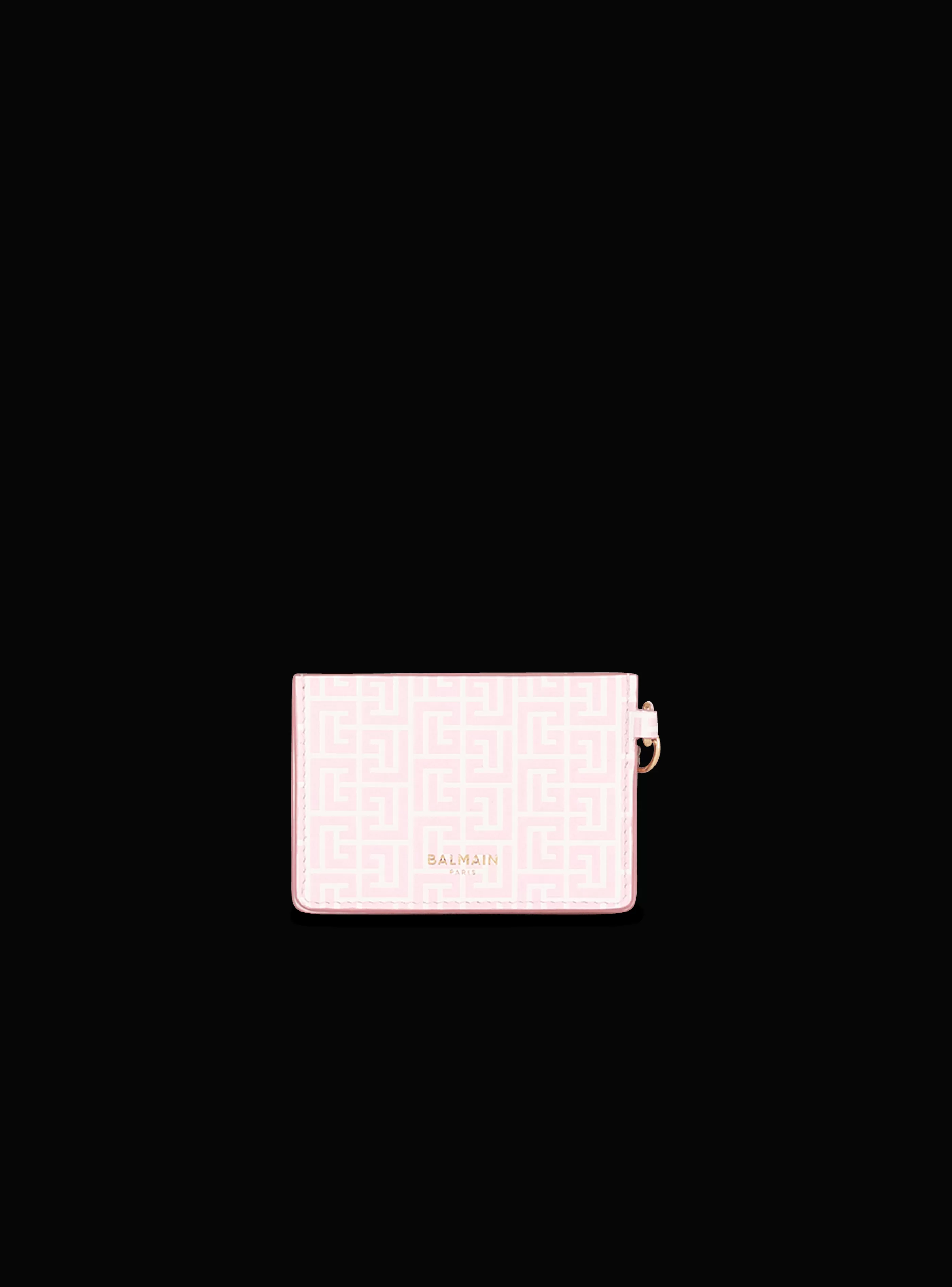 Balmain Piccola Pelletteria-Embossed Calfskin Coin Card Holder pink