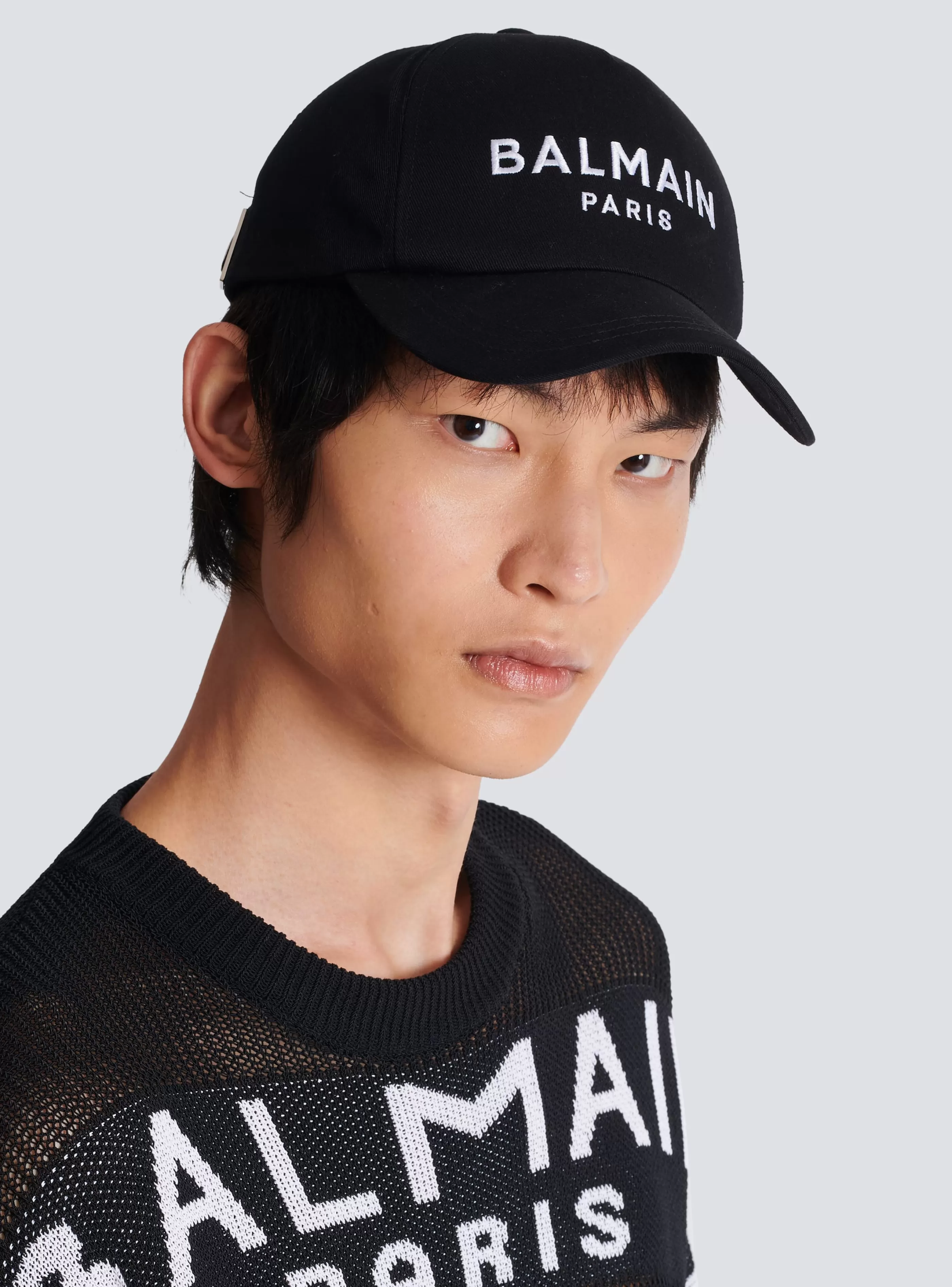 Balmain Cappelli-Embroidered Paris Cap black