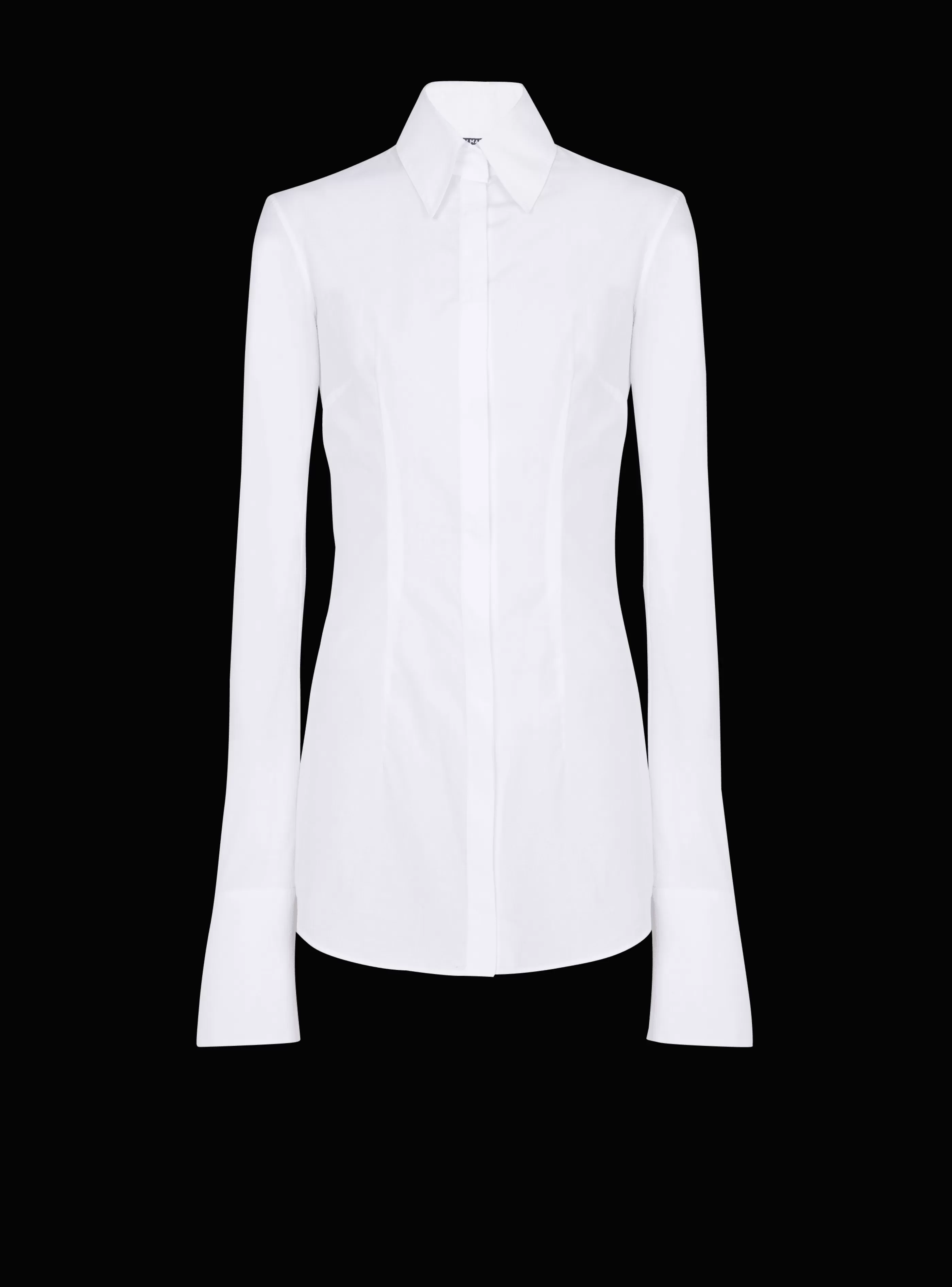 Balmain Top E Camicie-Fitted Poplin Shirt white