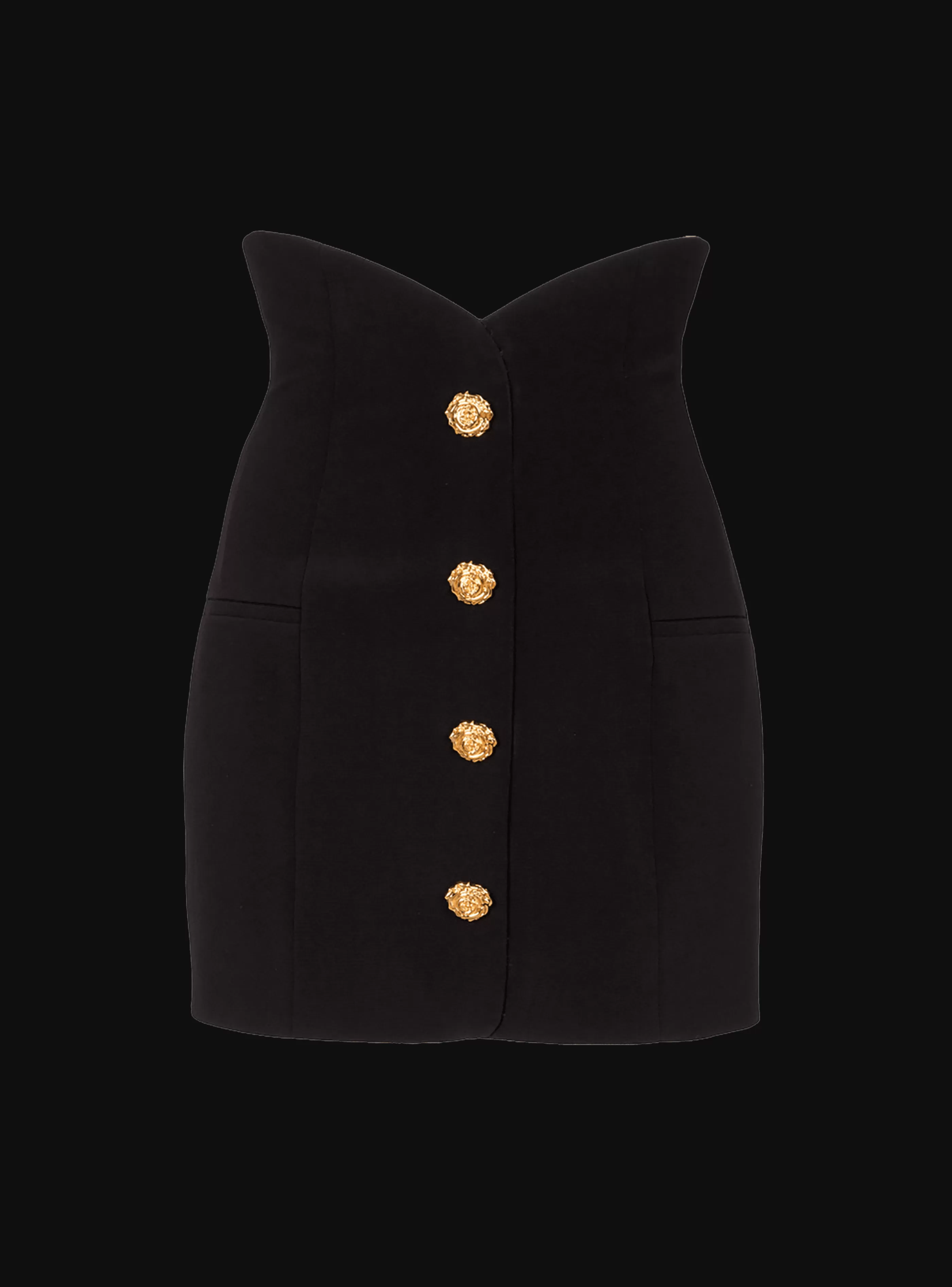 Balmain Gonne-Flared Double Crepe Tulip Skirt black