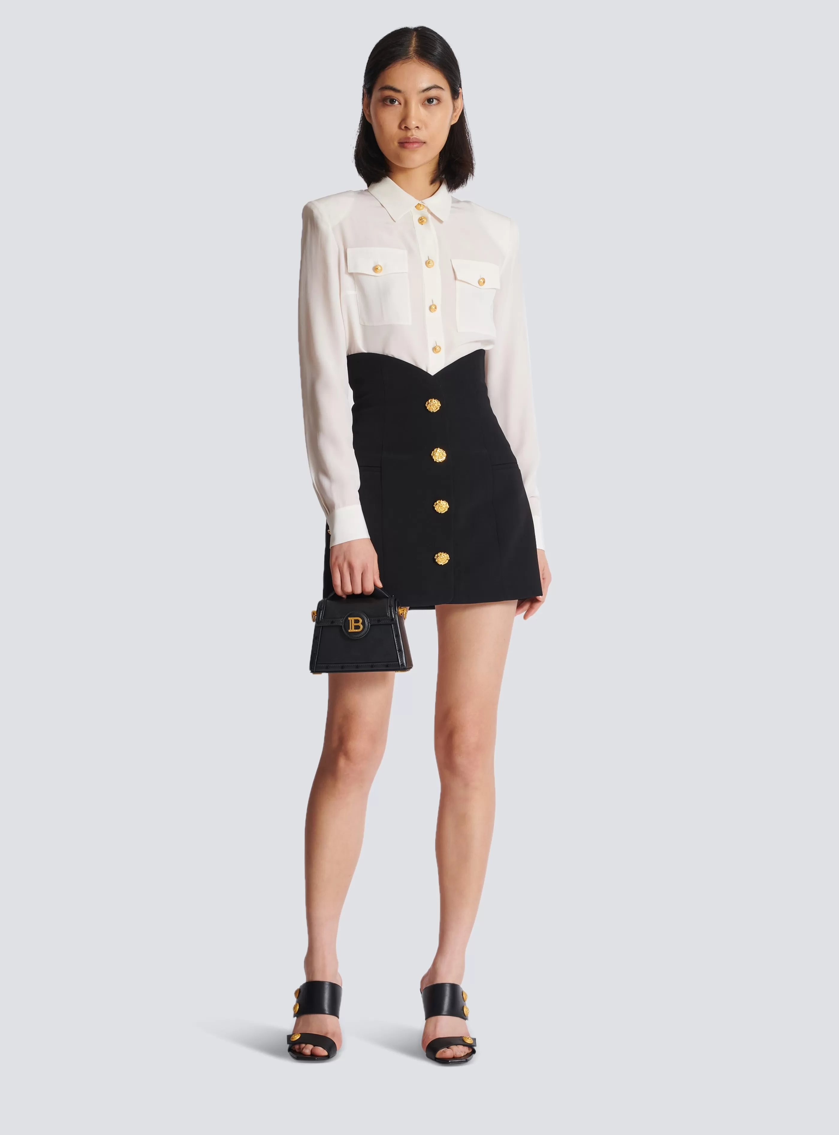 Balmain Gonne-Flared Double Crepe Tulip Skirt black