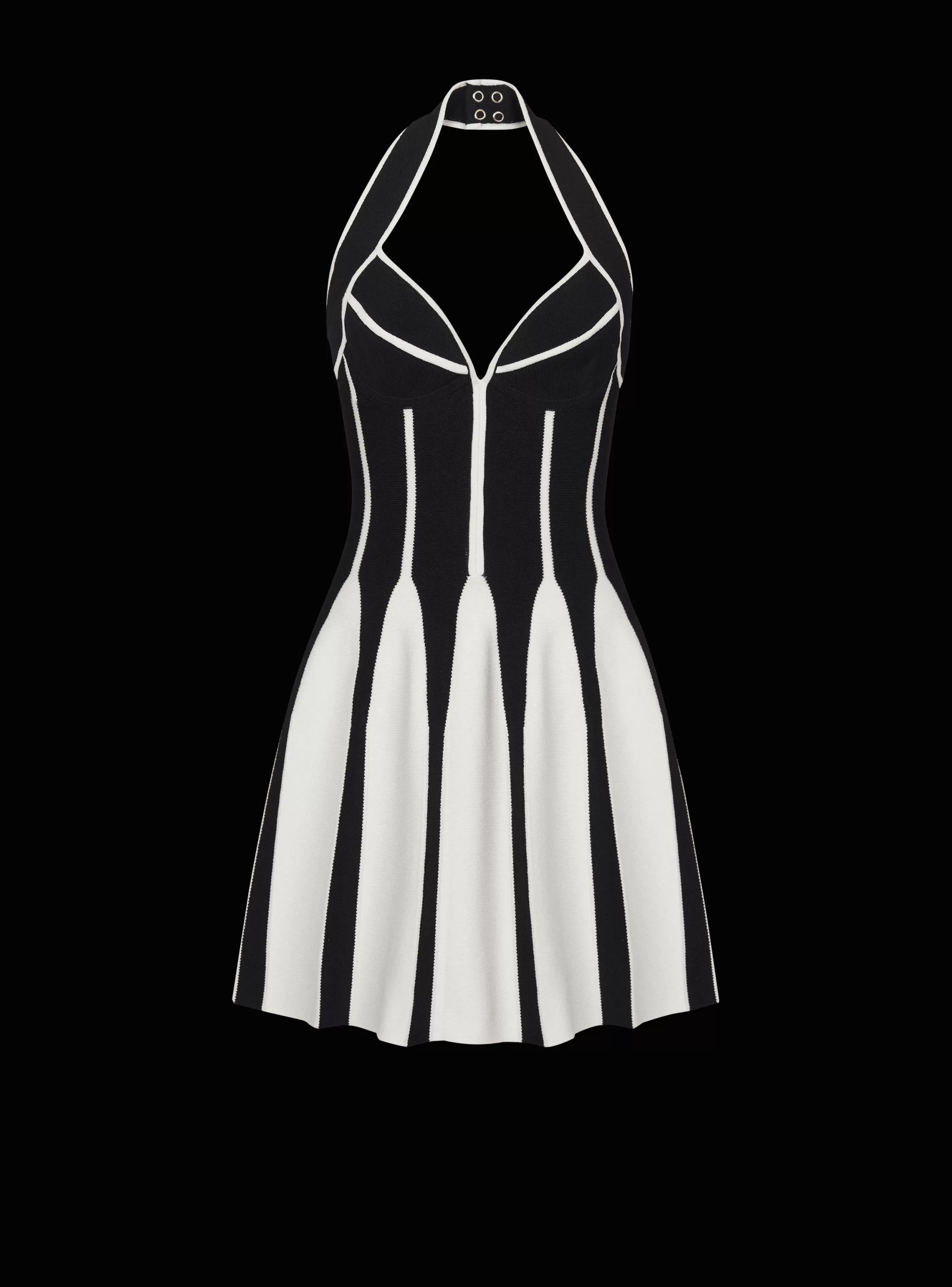 Balmain Abiti-Flared Halterneck Knit Dress black