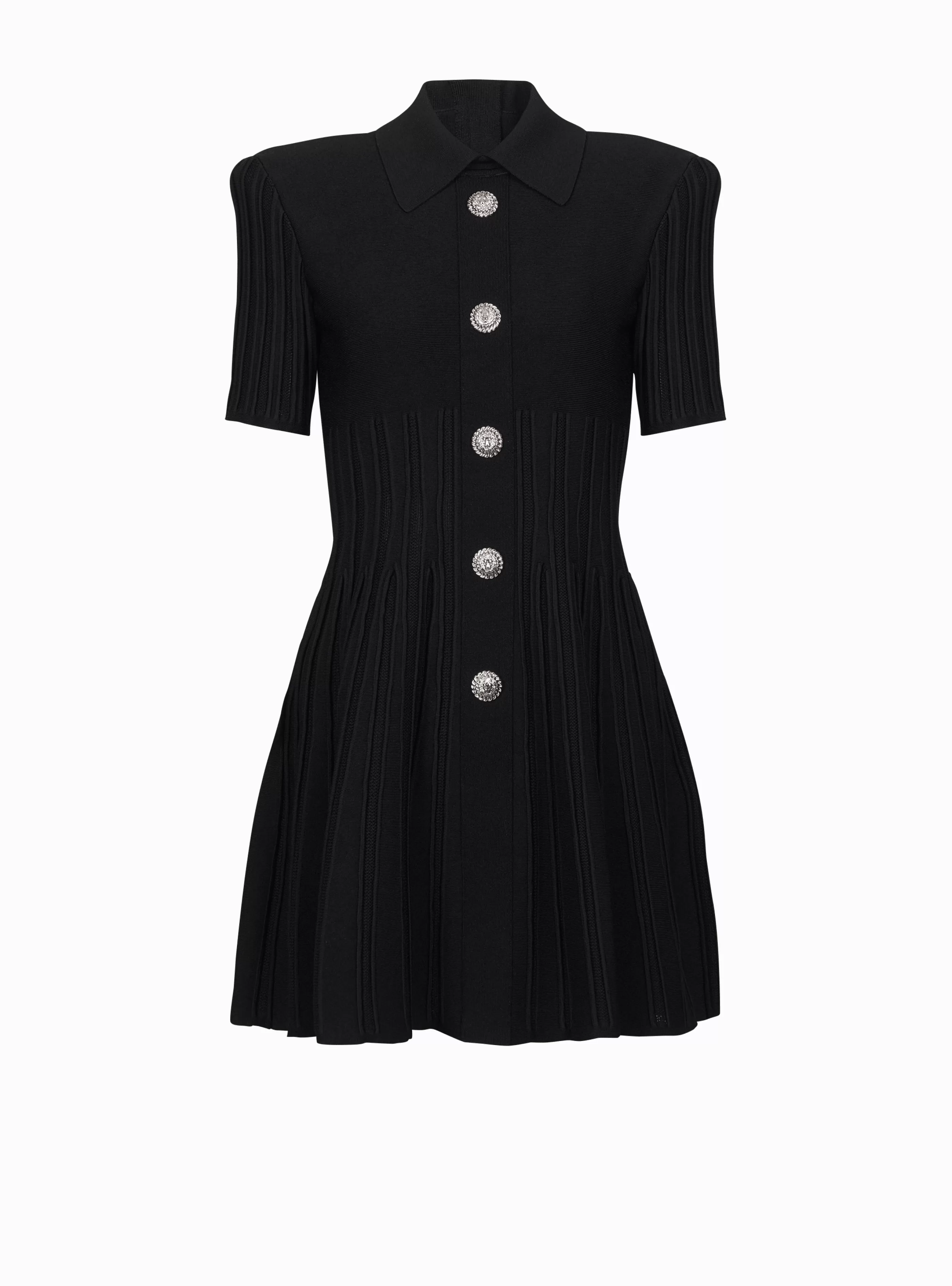 Balmain Abiti-Flared Knit Dress With Buttons black