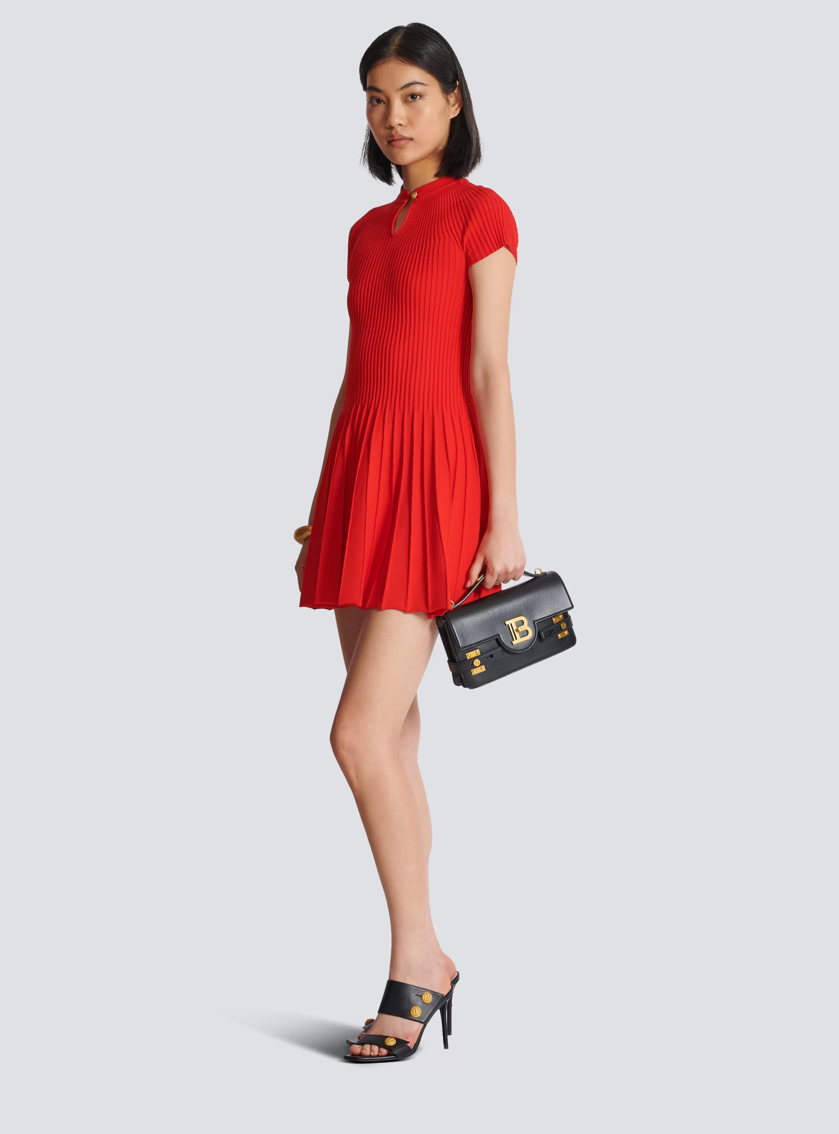 Balmain Maglieria | Abiti-Fla Pleated Knit Dress red