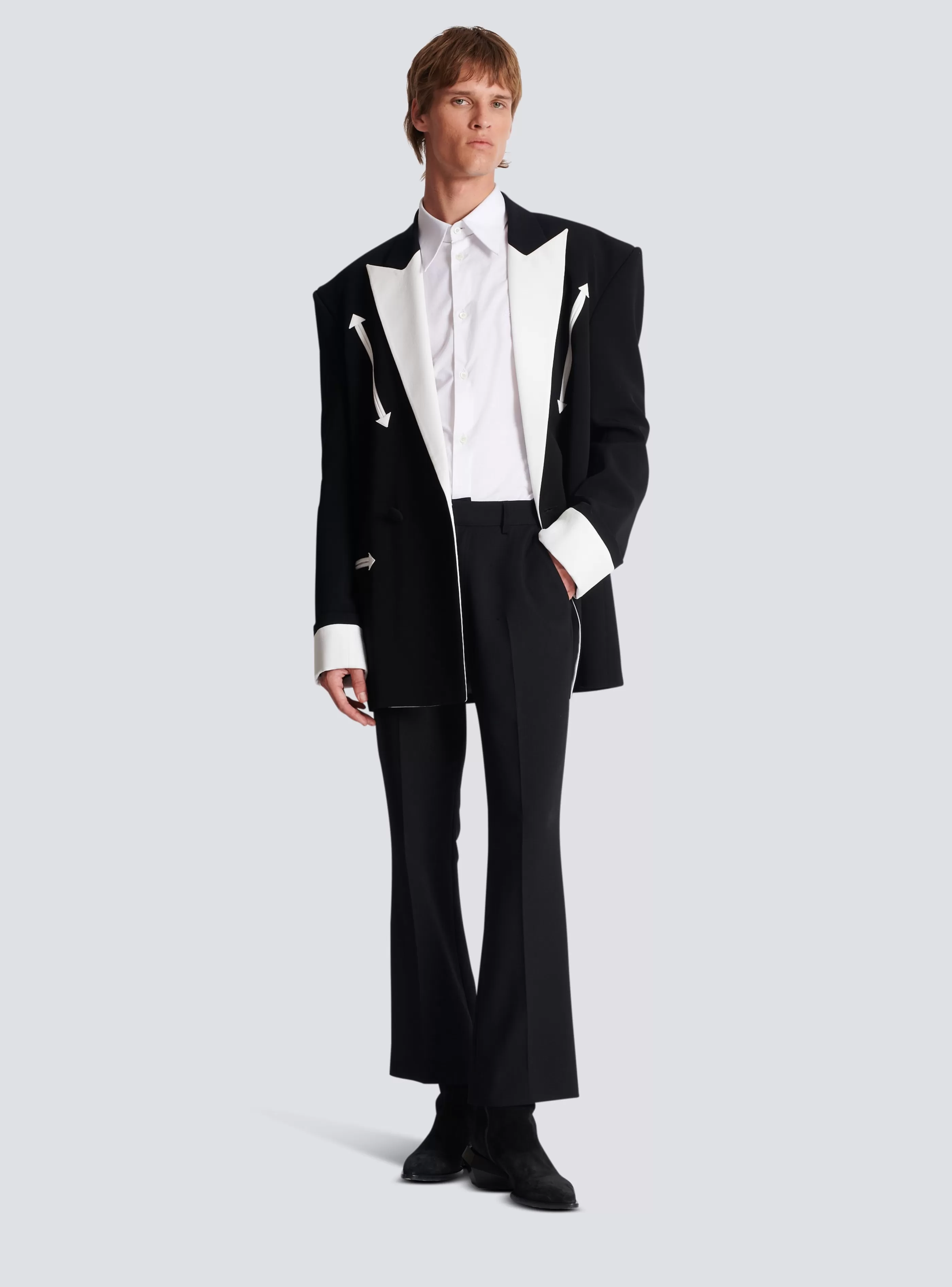 Balmain Pantaloni E Pantaloncini-Flared Trousers In Double Crepe black