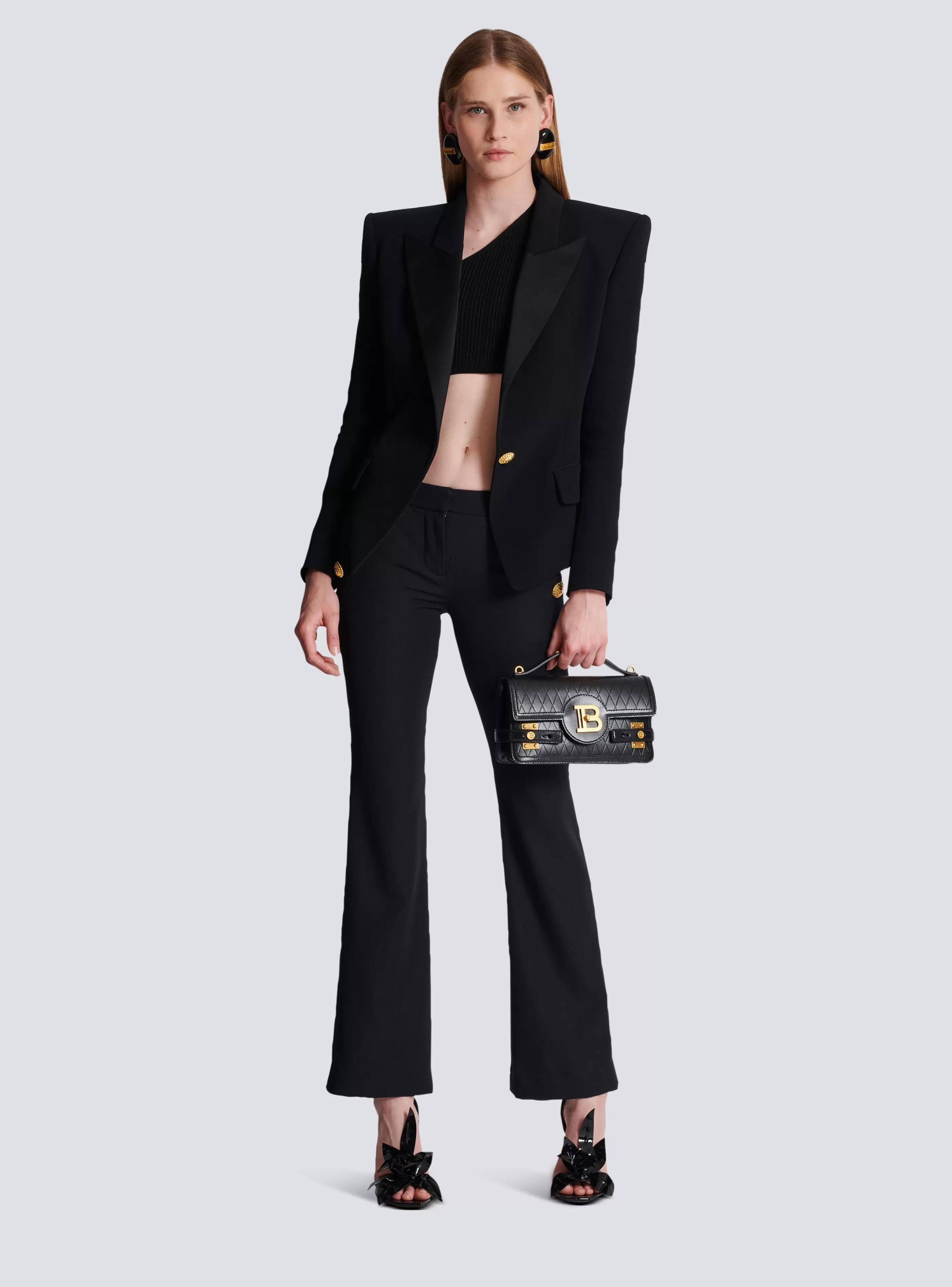 Balmain Pantaloni E Pantaloncini-Flared Trousers With Buttons black