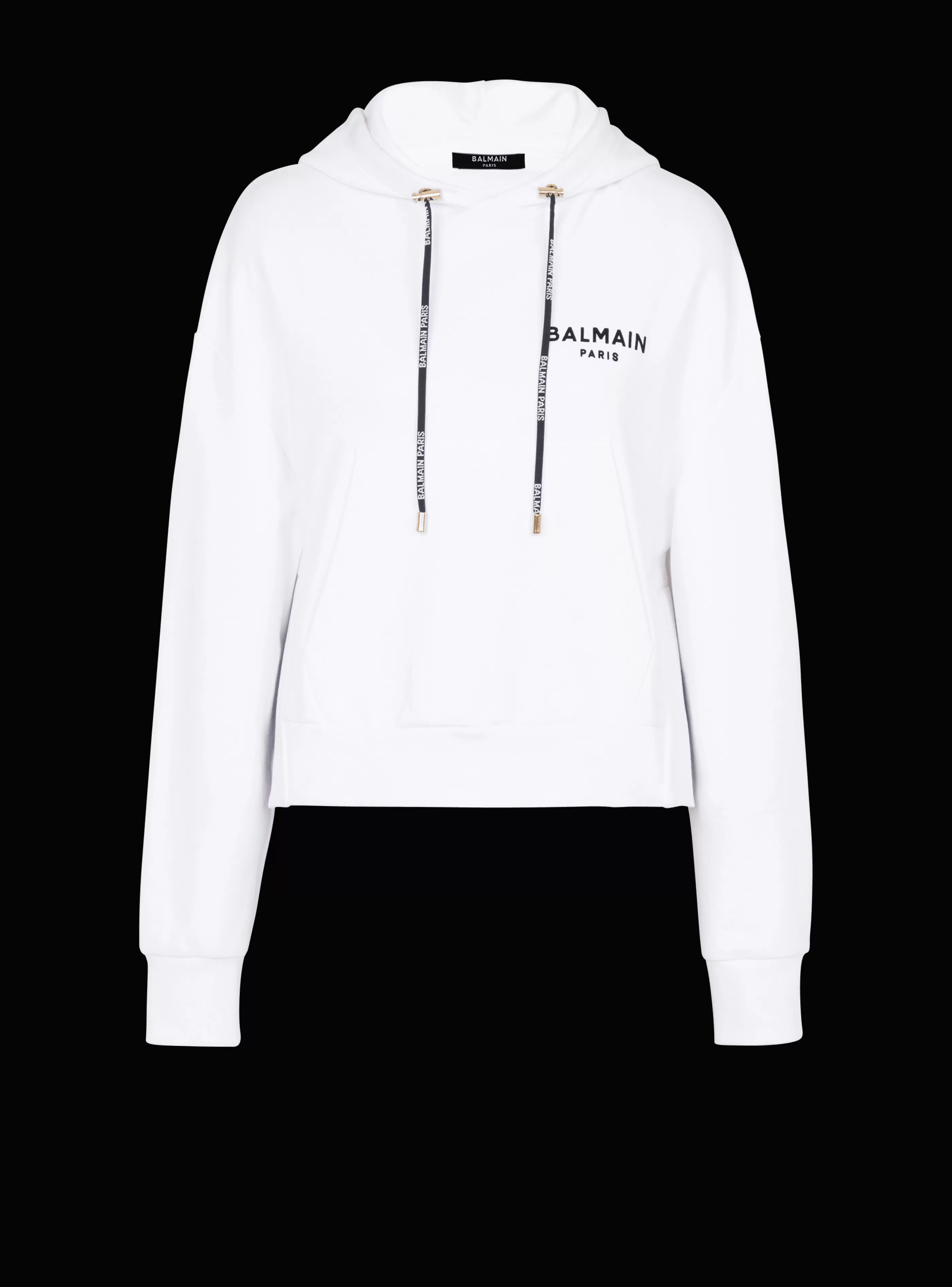 Balmain Felpe-Flocked Paris Hoodie white