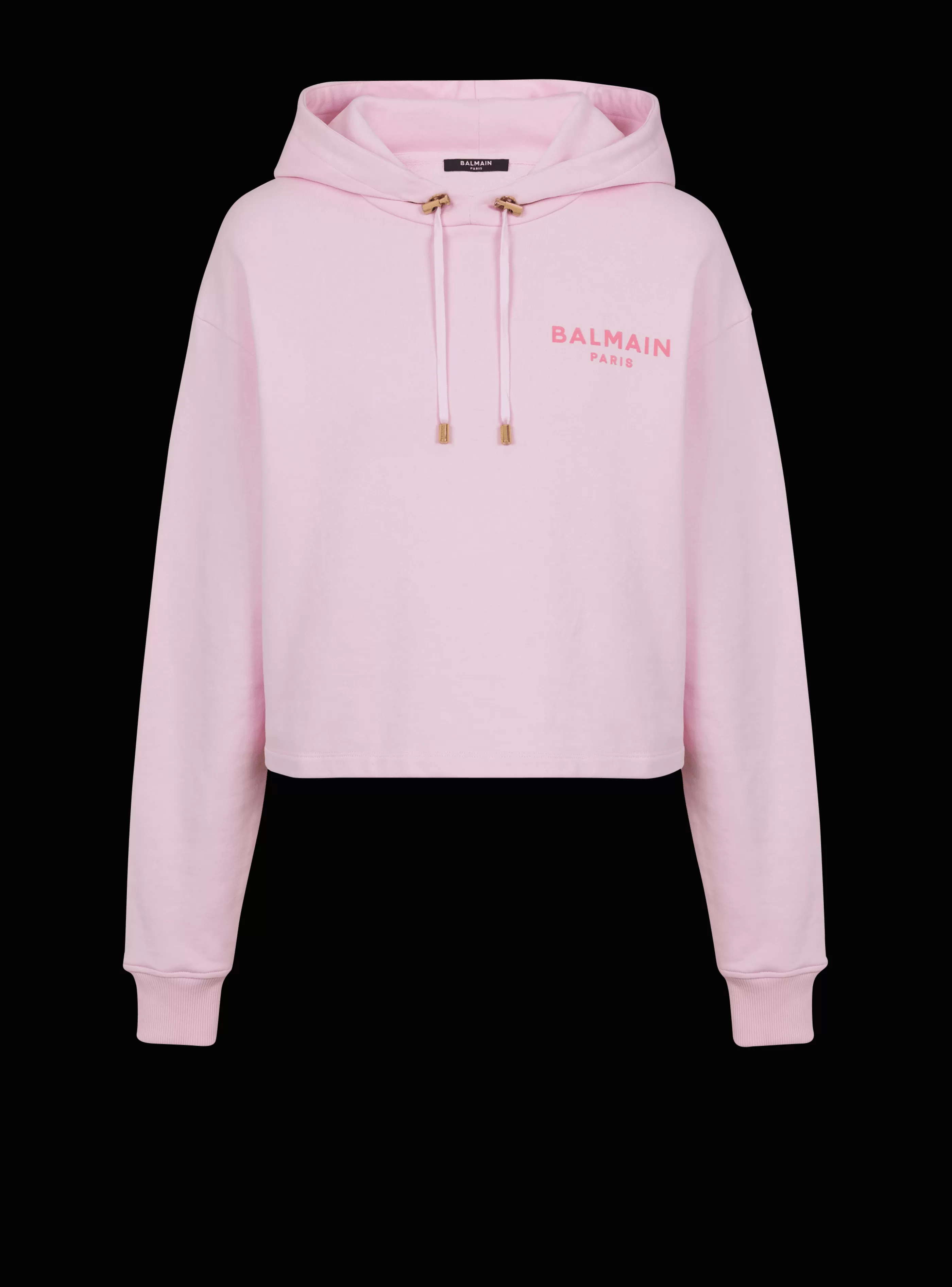 Balmain Felpe-Flocked Paris Hoodie pink