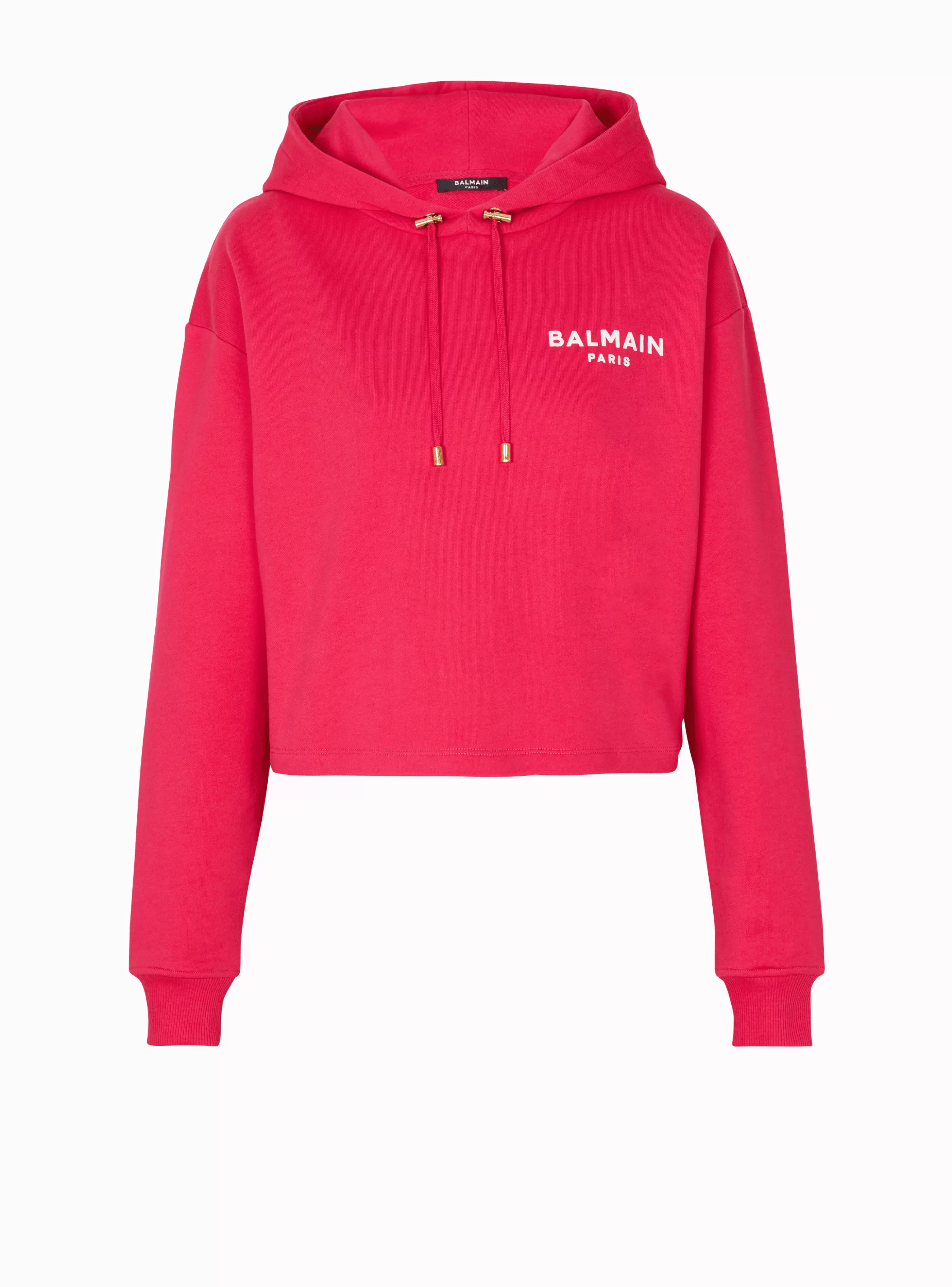 Balmain Felpe-Flocked Paris Hoodie pink