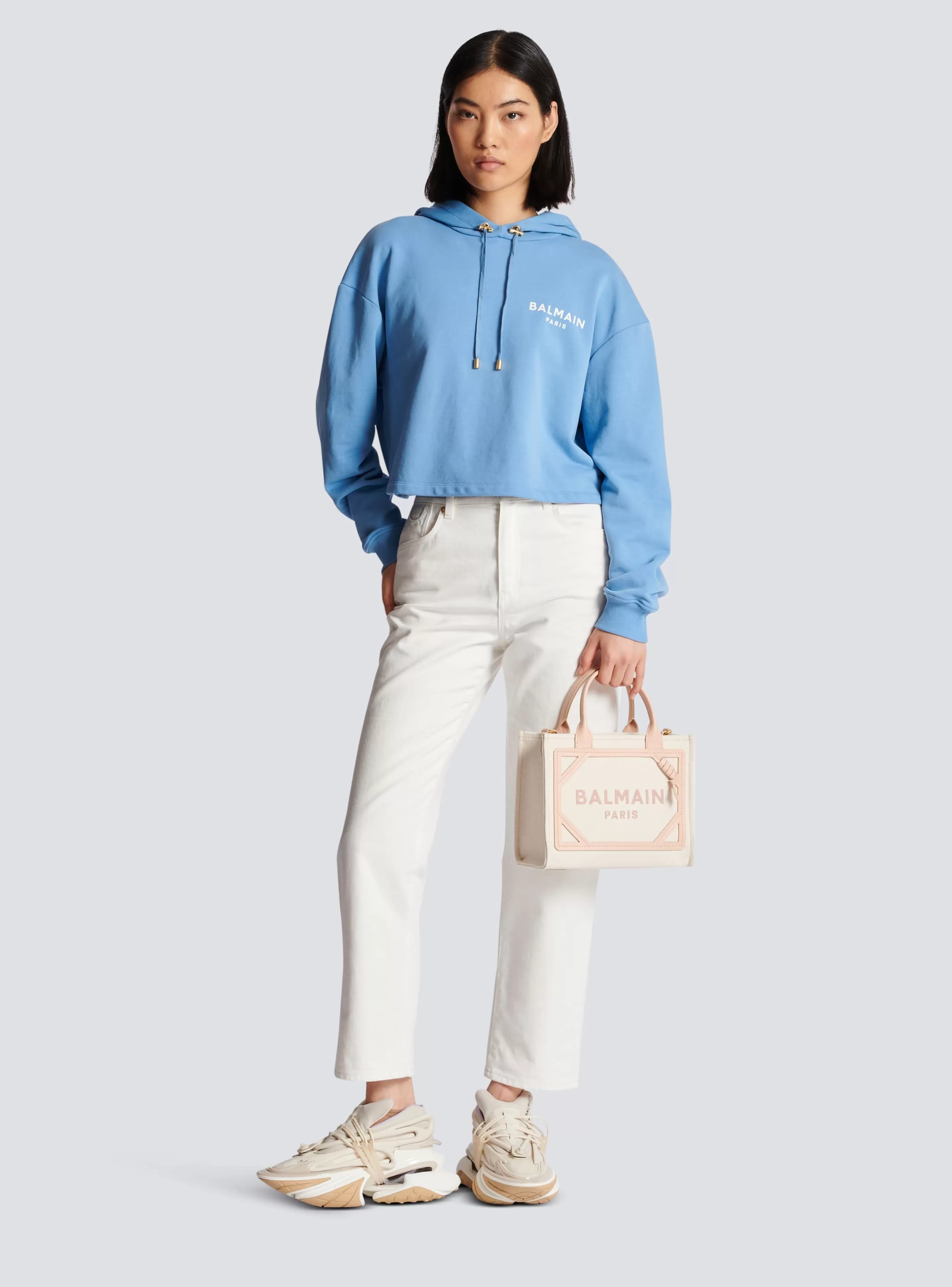 Balmain Felpe-Flocked Paris Hoodie blue