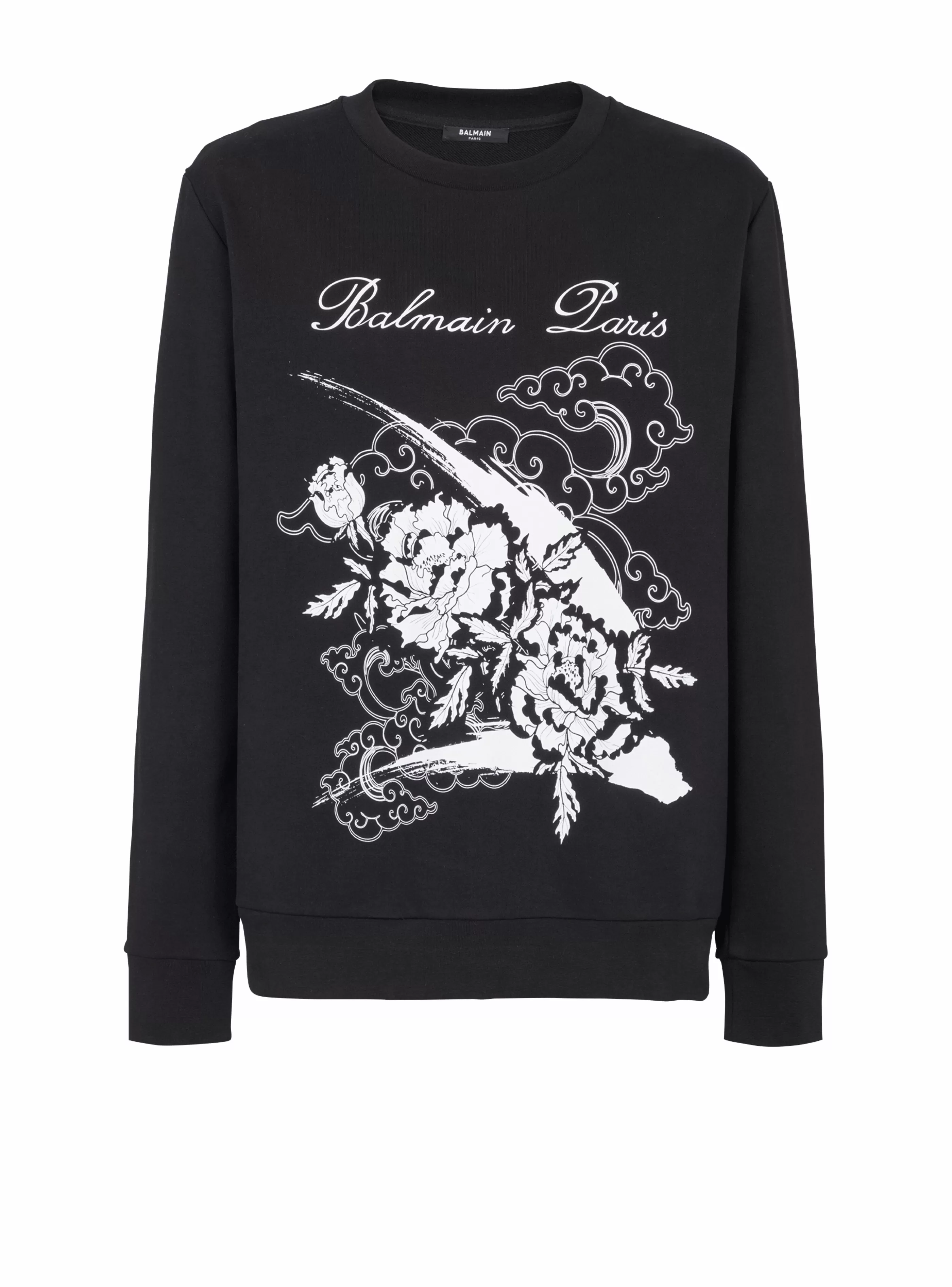 Balmain Felpe-Flower Print Sweatshirt black