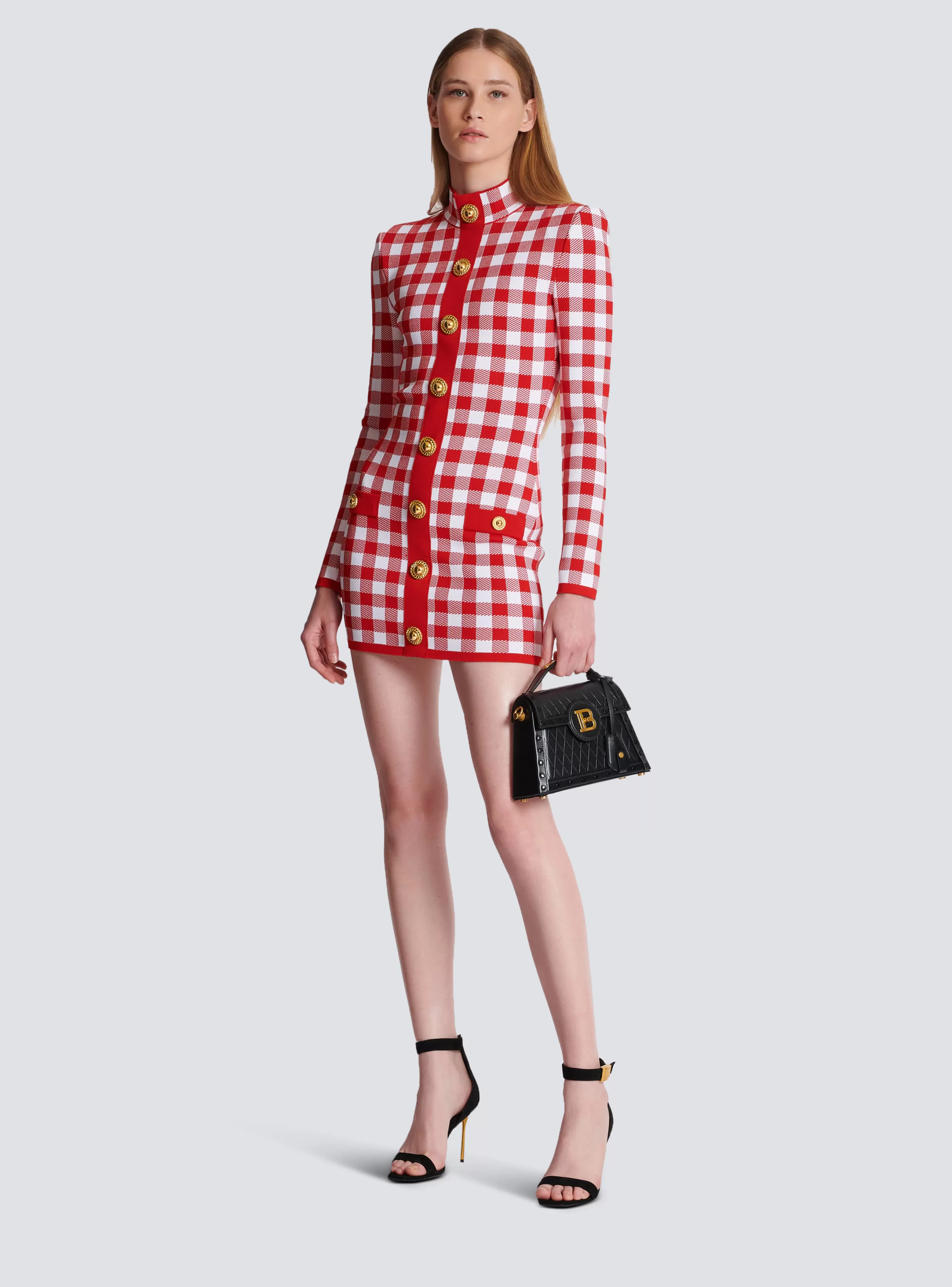 Balmain Maglieria | Abiti-Gingham Fine Knit Dress red