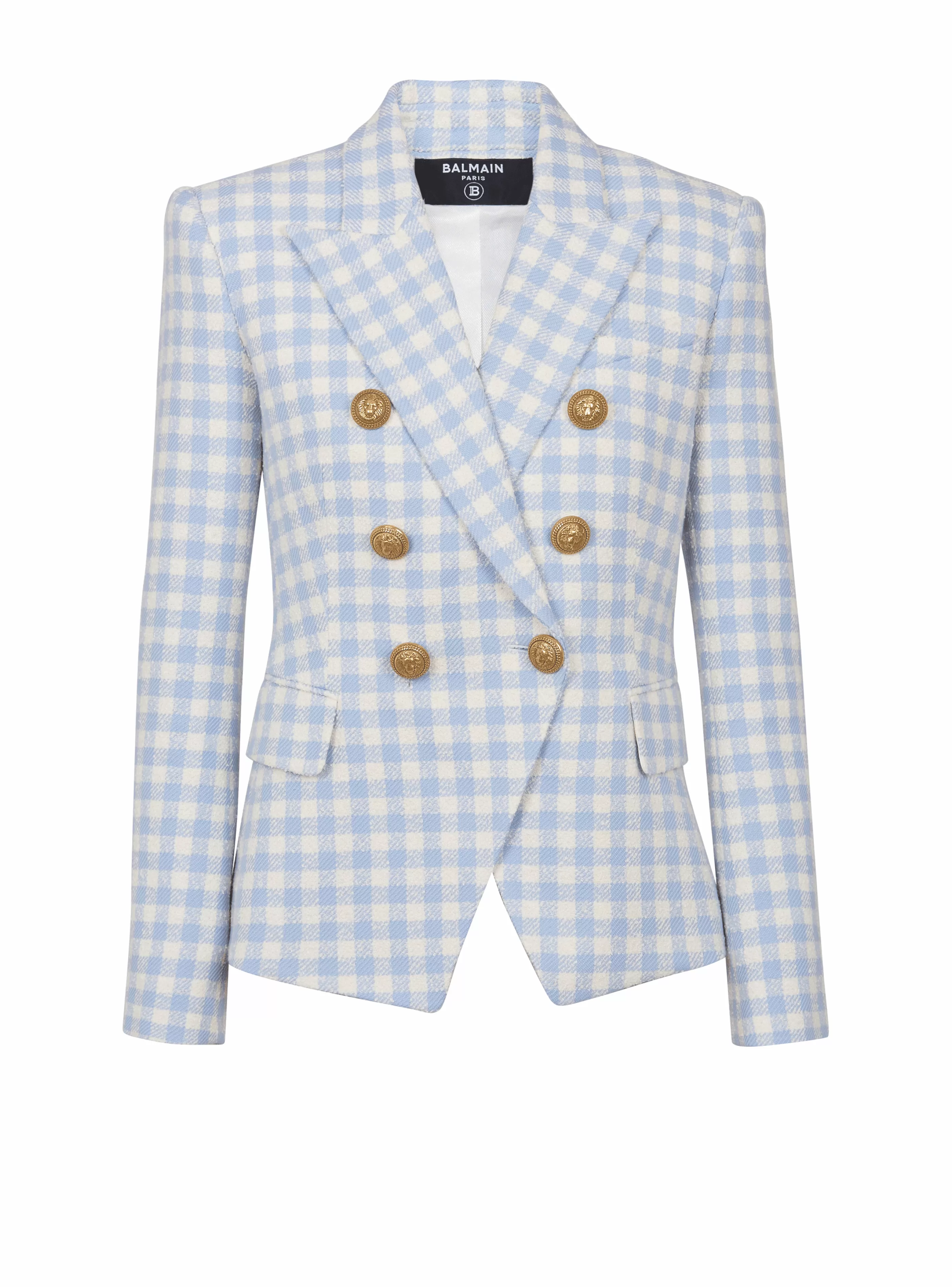 Balmain Giacche E Blazer-Gingham Tweed 6-button Jacket blue