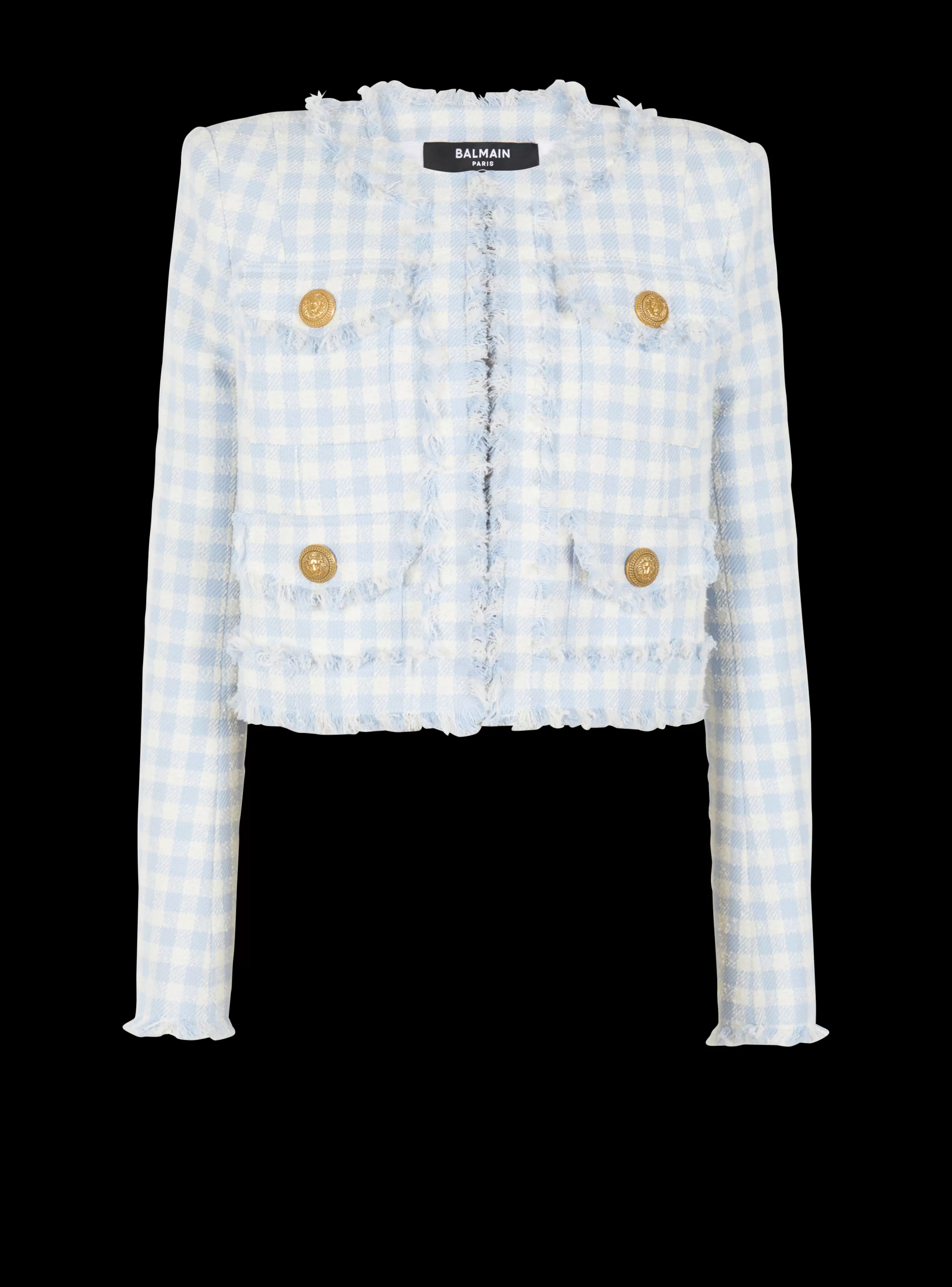 Balmain Giacche E Blazer-Gingham Tweed Jacket blue