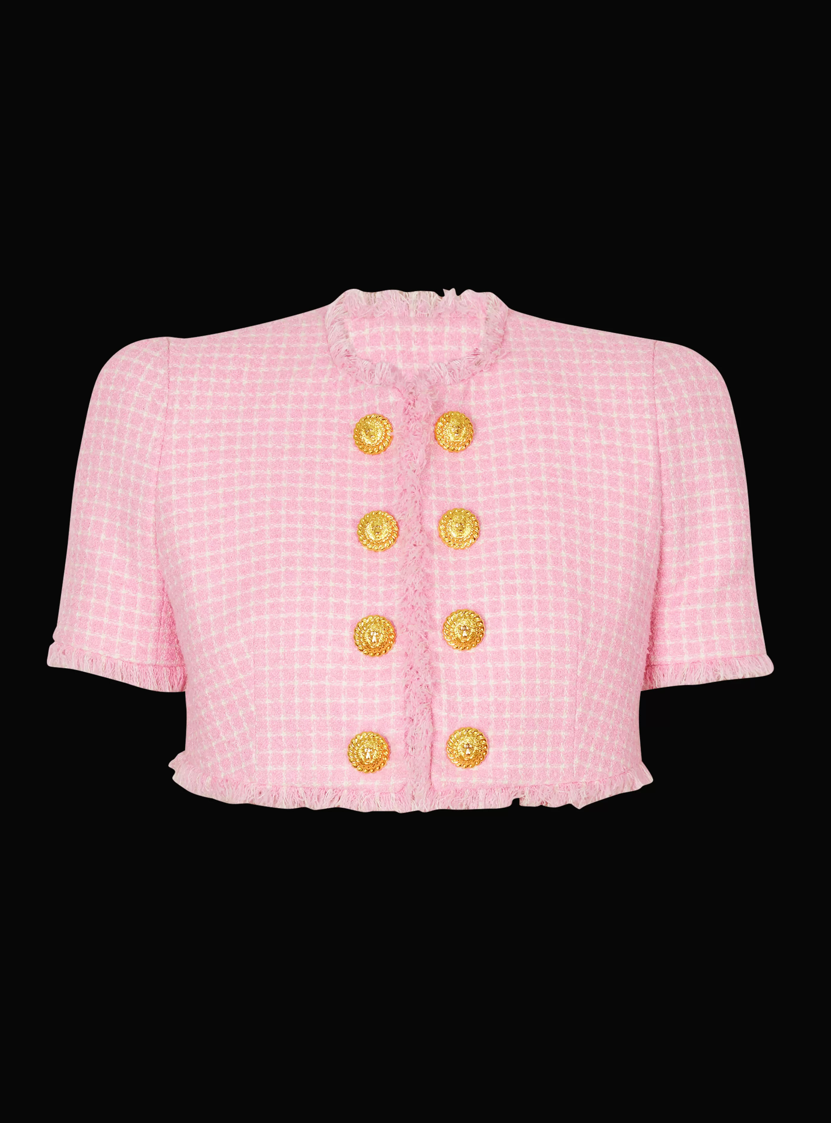 Balmain Giacche E Blazer-Gingham Tweed Jacket pink