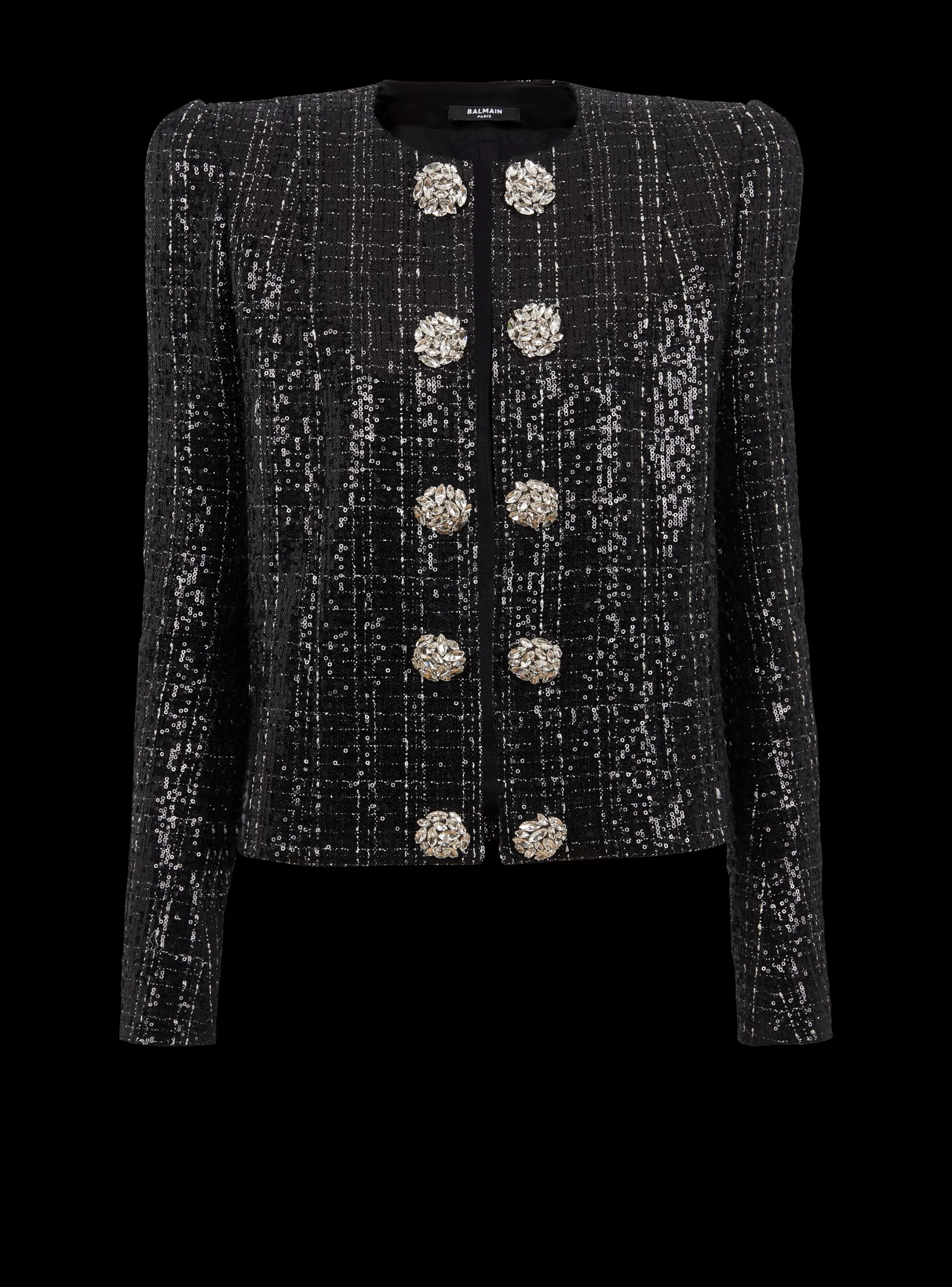 Balmain Giacche E Blazer-Glittery Tweed Jacket black