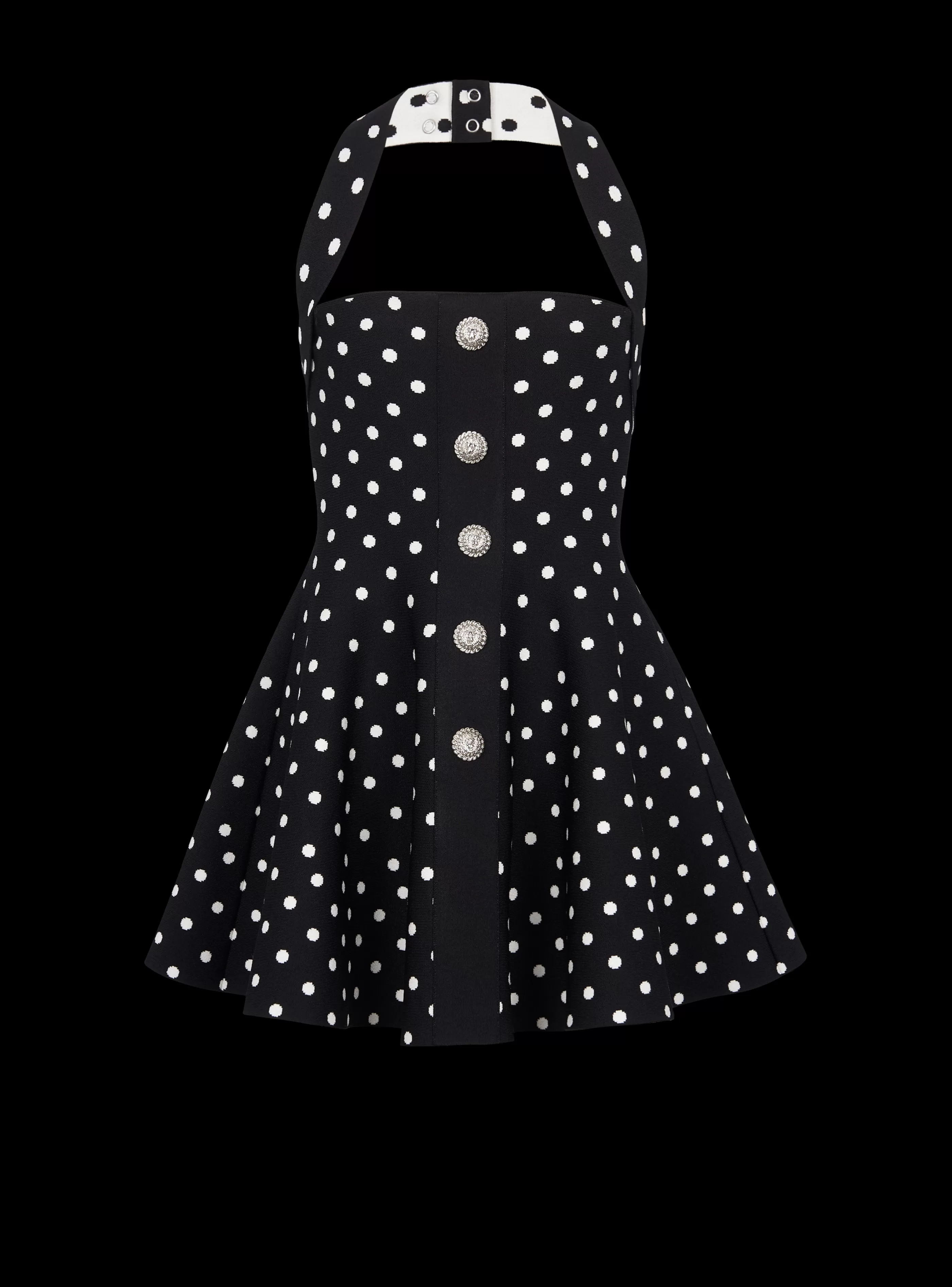 Balmain Maglieria | Abiti-Halterneck Dress In A Polka-dot Jacquard Knit black