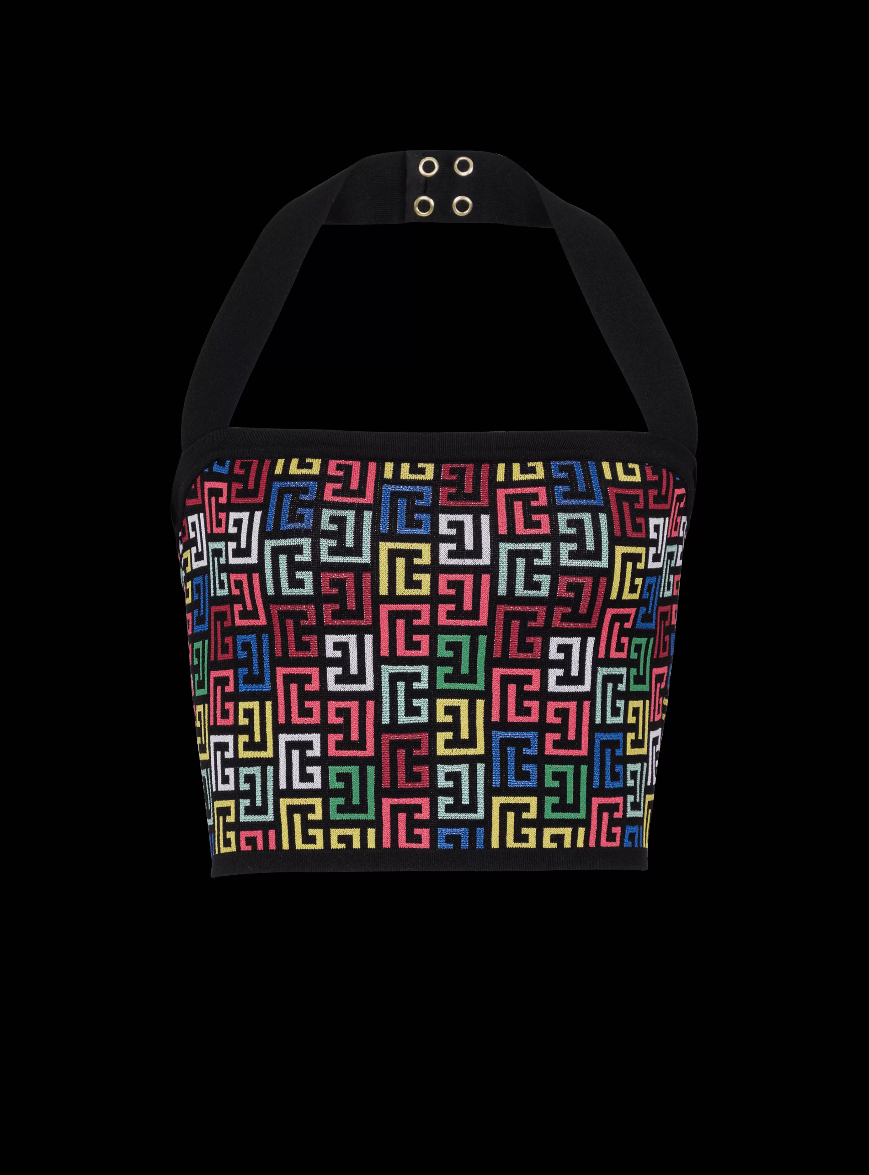 Balmain Top E Camicie-Halterneck Top In Pop Monogram Knit multicolor