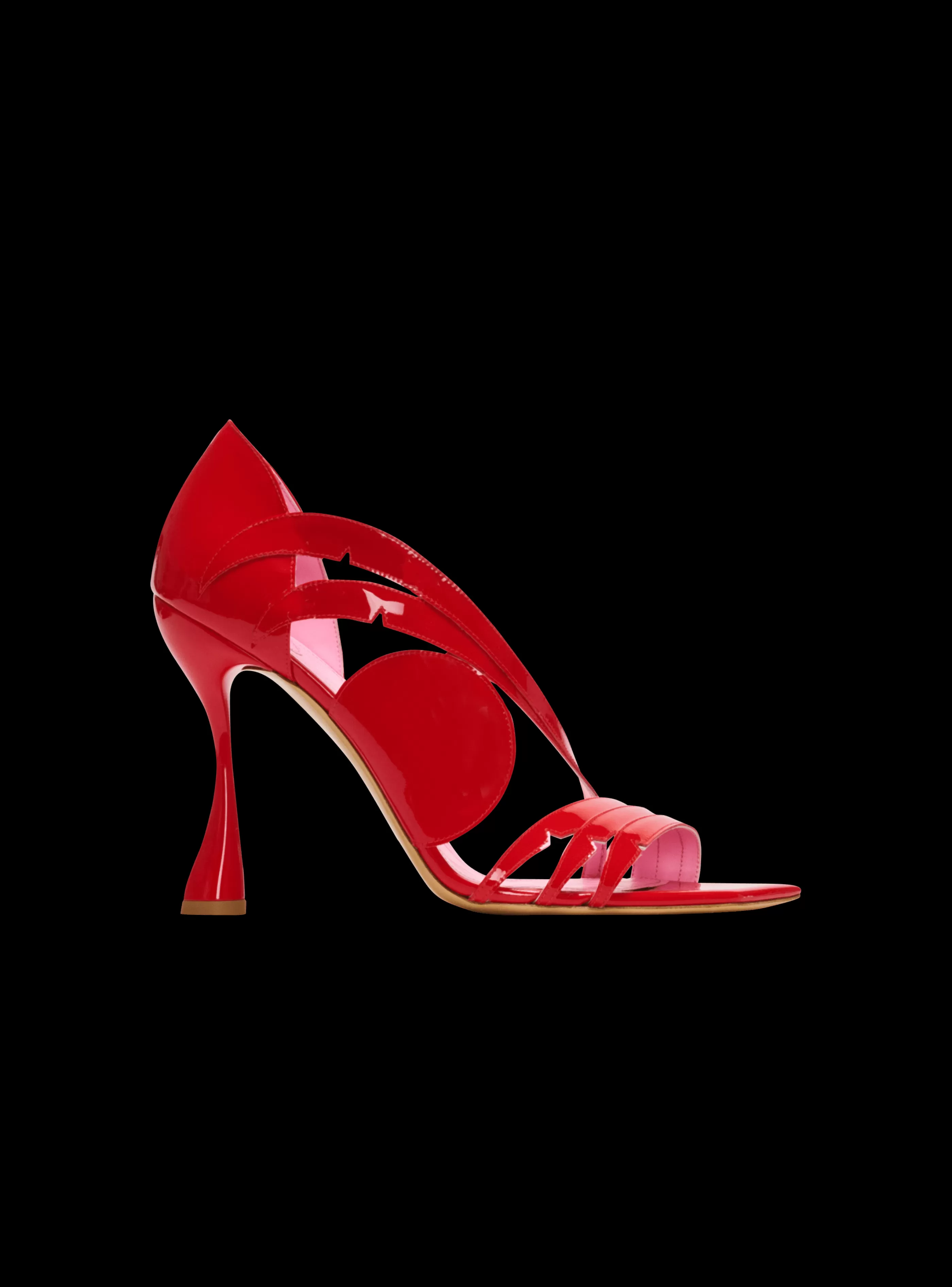 Balmain Scarpe Col Tacco Alto-Heeled Eden Sandals In Patent Leather red