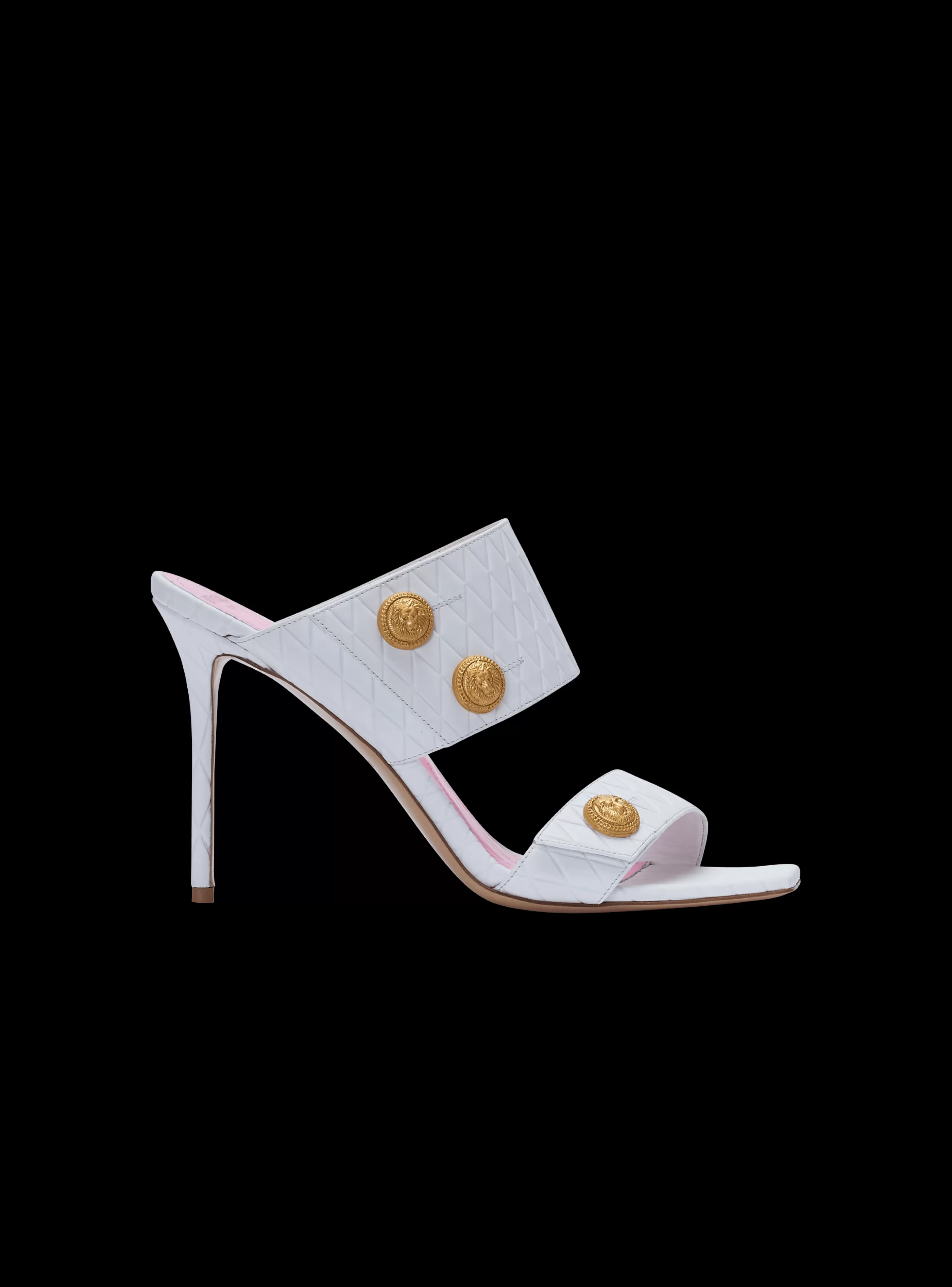 Balmain Scarpe Col Tacco Alto-Heeled Eva Leather Mules white