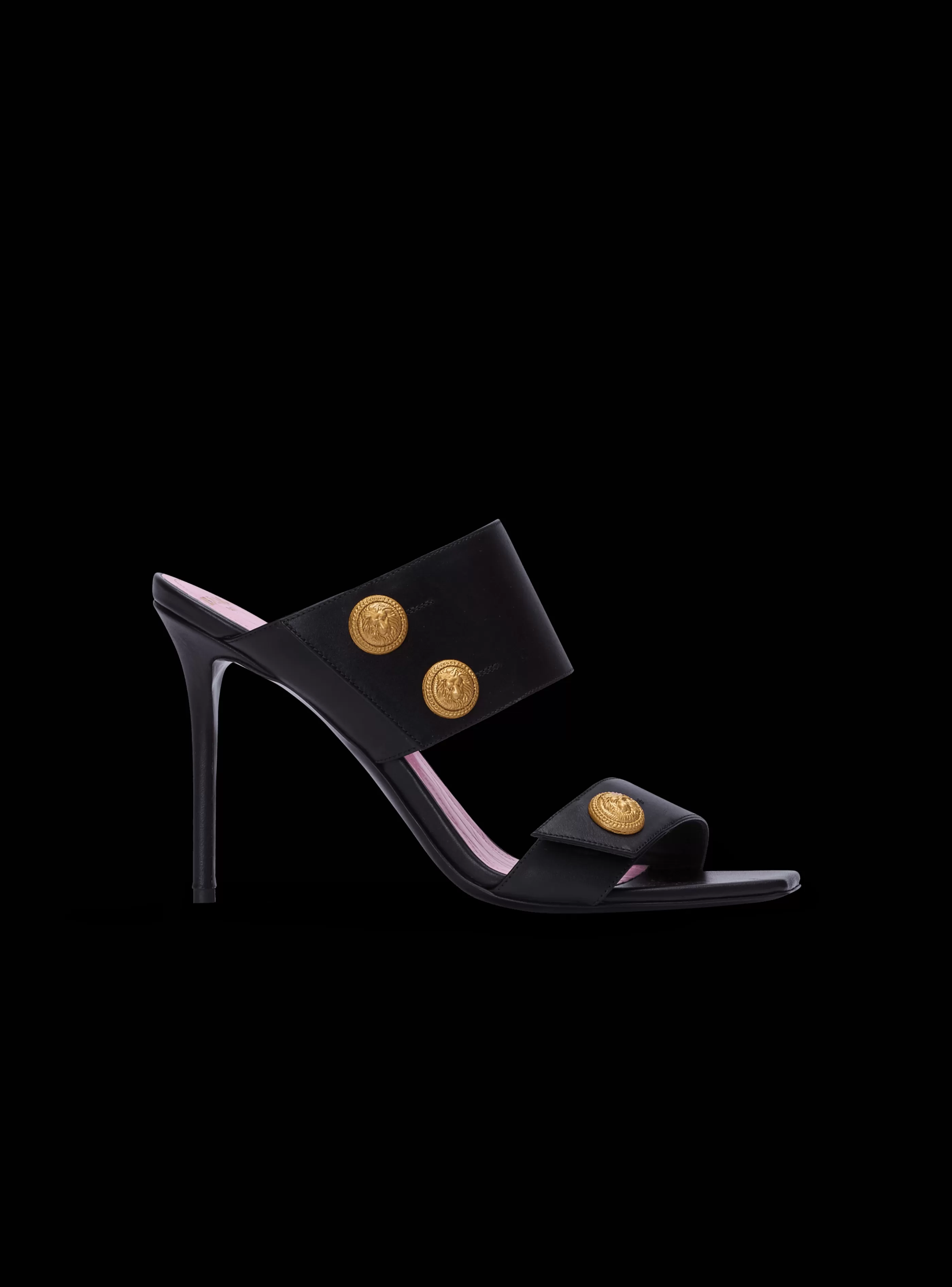 Balmain Scarpe Col Tacco Alto-Heeled Eva Mules In Calfskin black