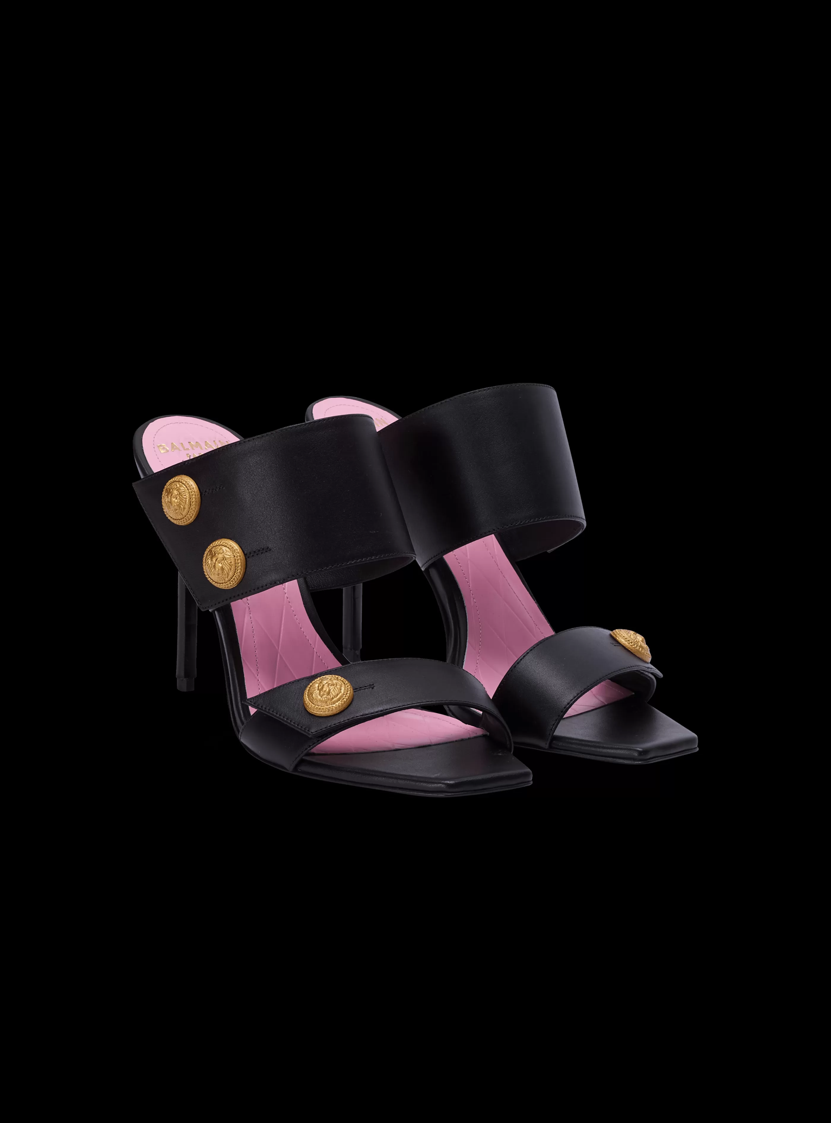 Balmain Scarpe Col Tacco Alto-Heeled Eva Mules In Calfskin black