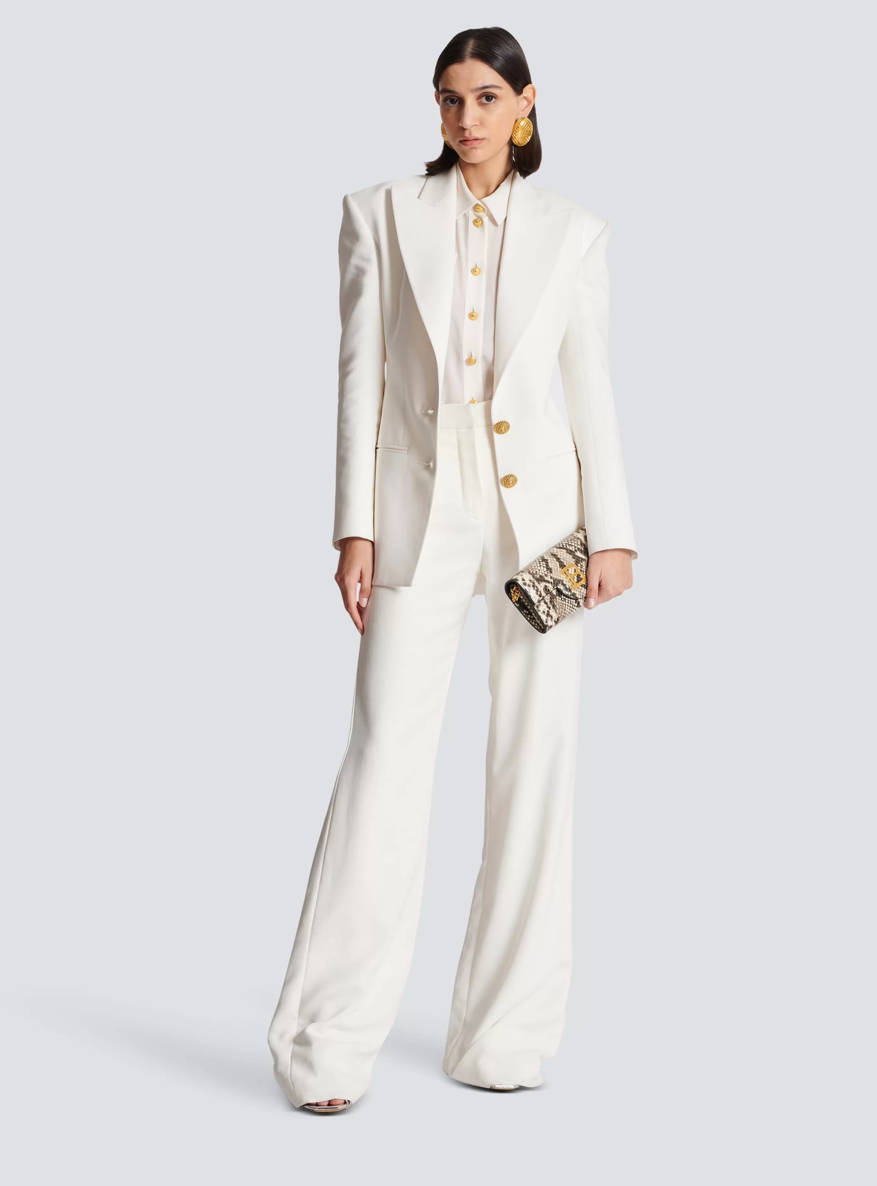 Balmain Pantaloni E Pantaloncini-High-waisted Crepe Trousers white