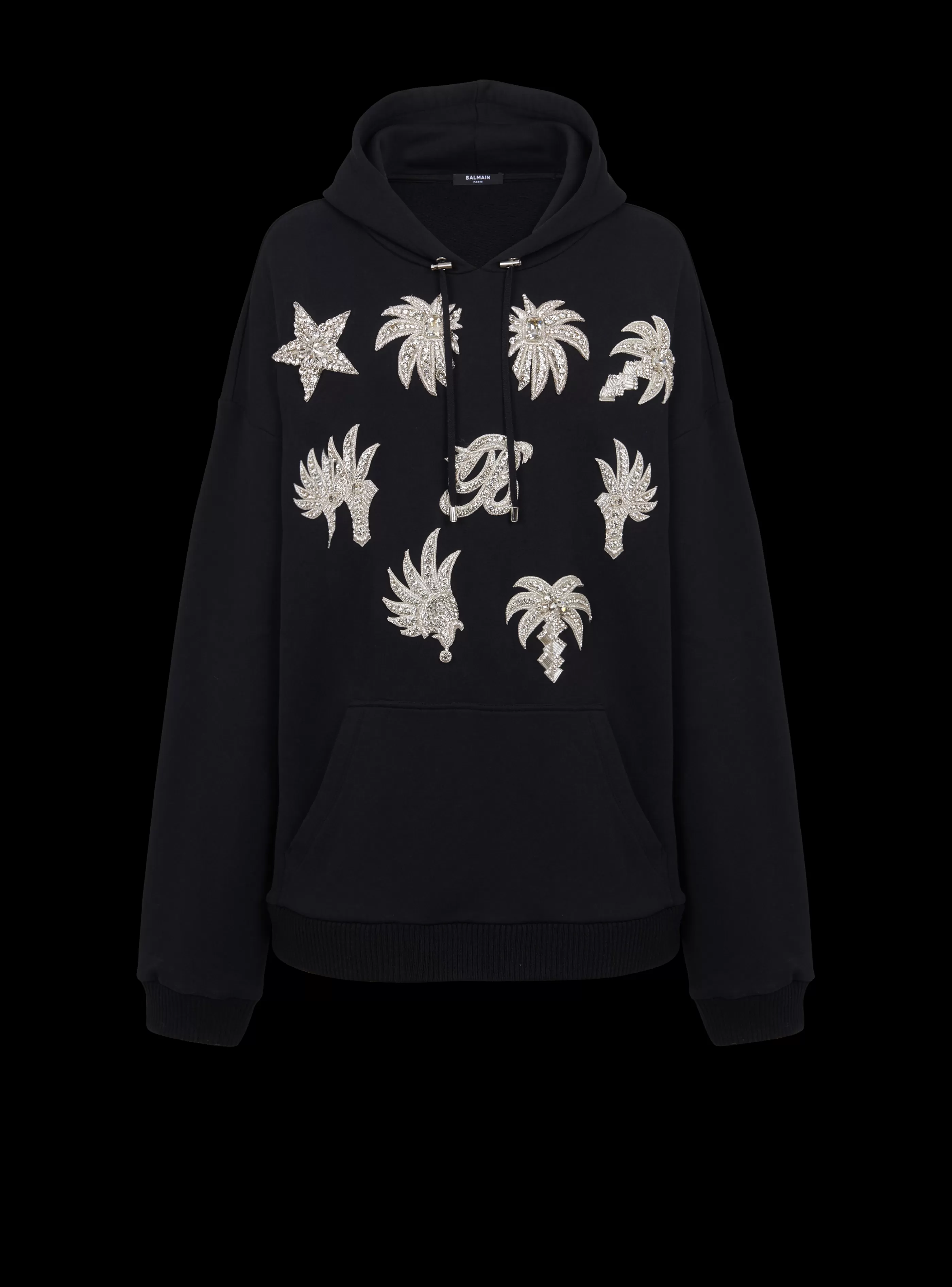 Balmain Felpe-Hoodie With Embroidered Badges black