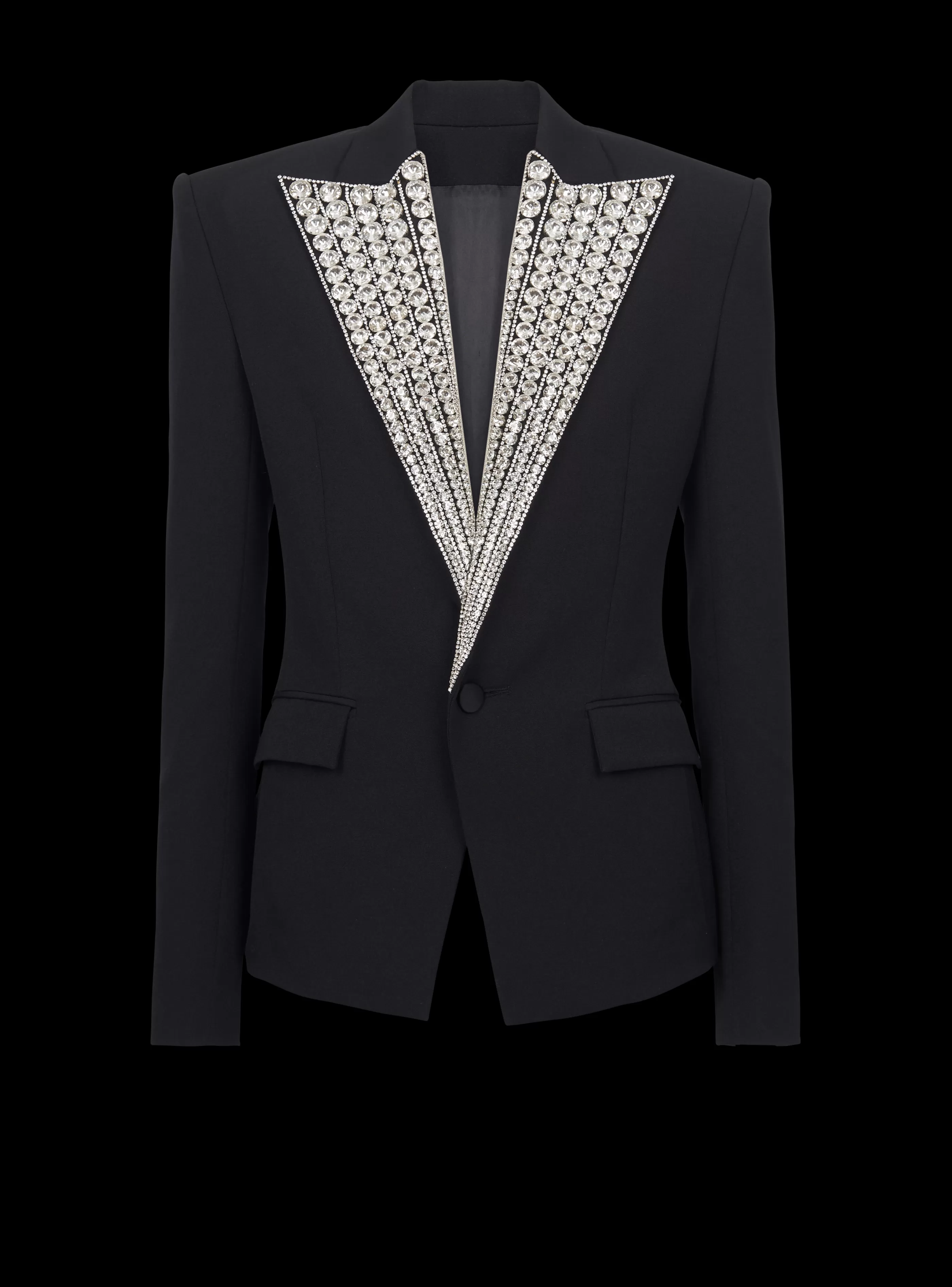 Balmain Giacche E Blazers-Jacket With Crystal-embellished Collar silver