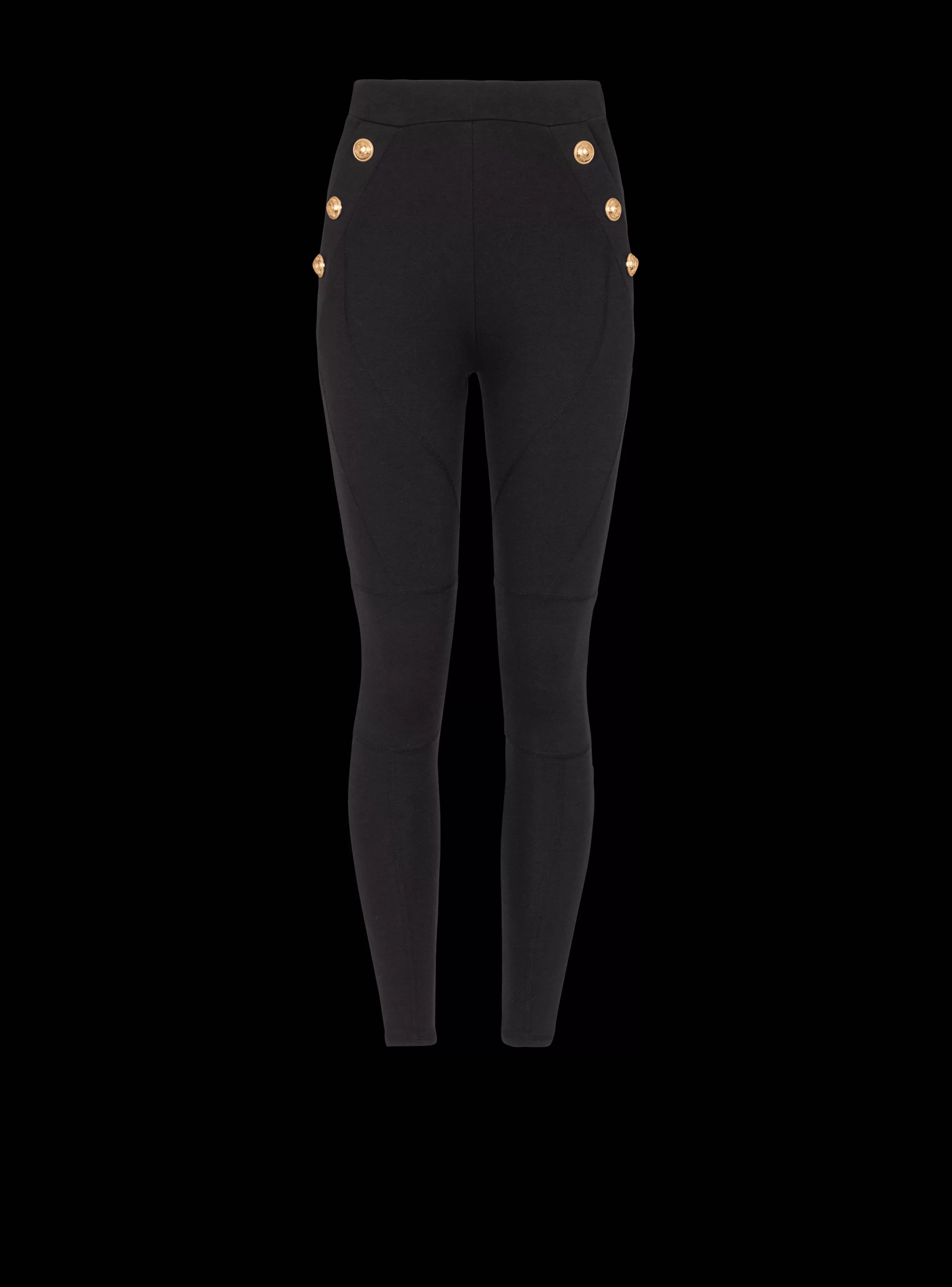 Balmain Pantaloni E Pantaloncini-Jersey Leggings With 6 Buttons black