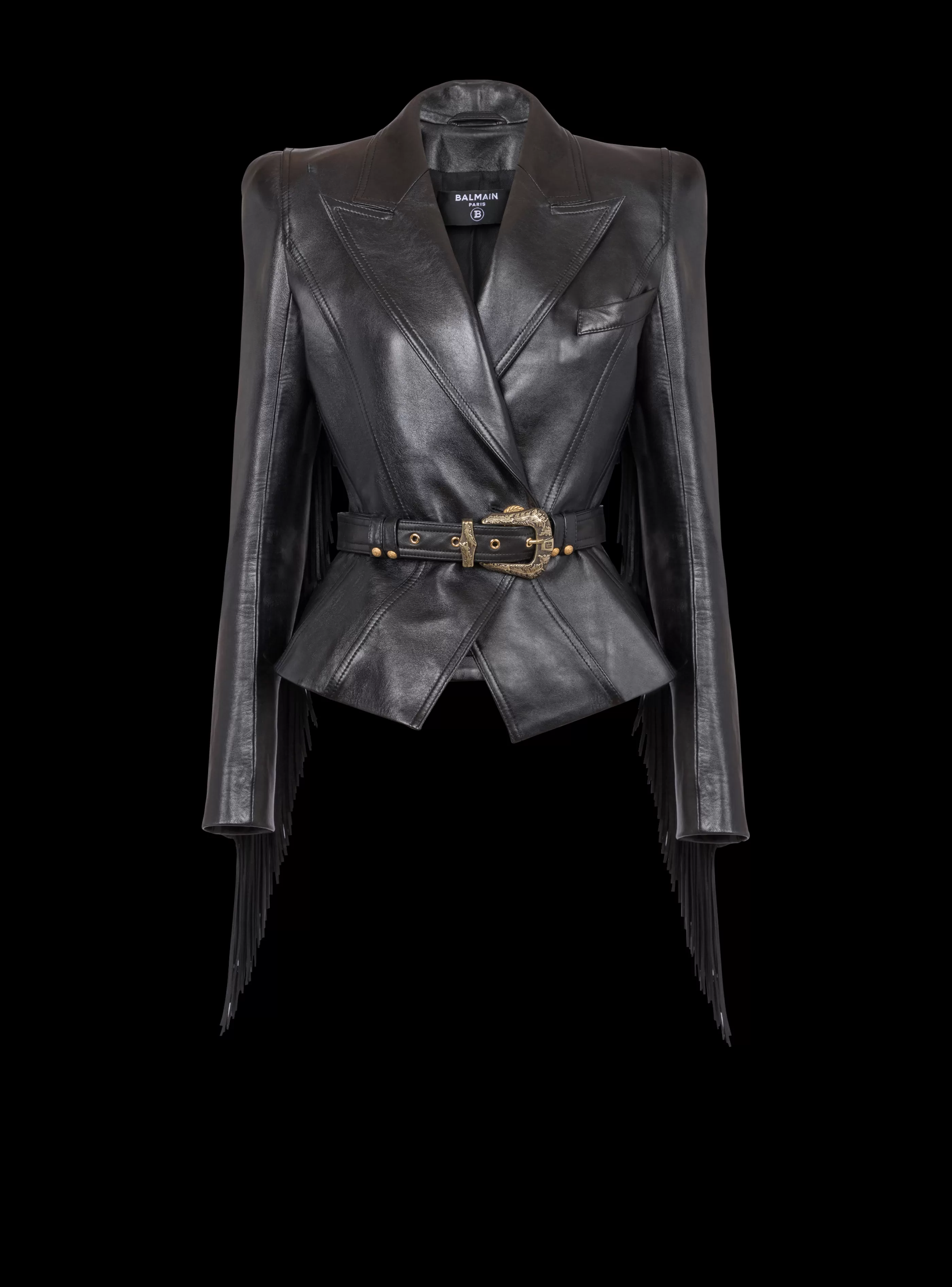 Balmain Giacche E Blazer-Jolie Madame Fringed Leather Jacket black