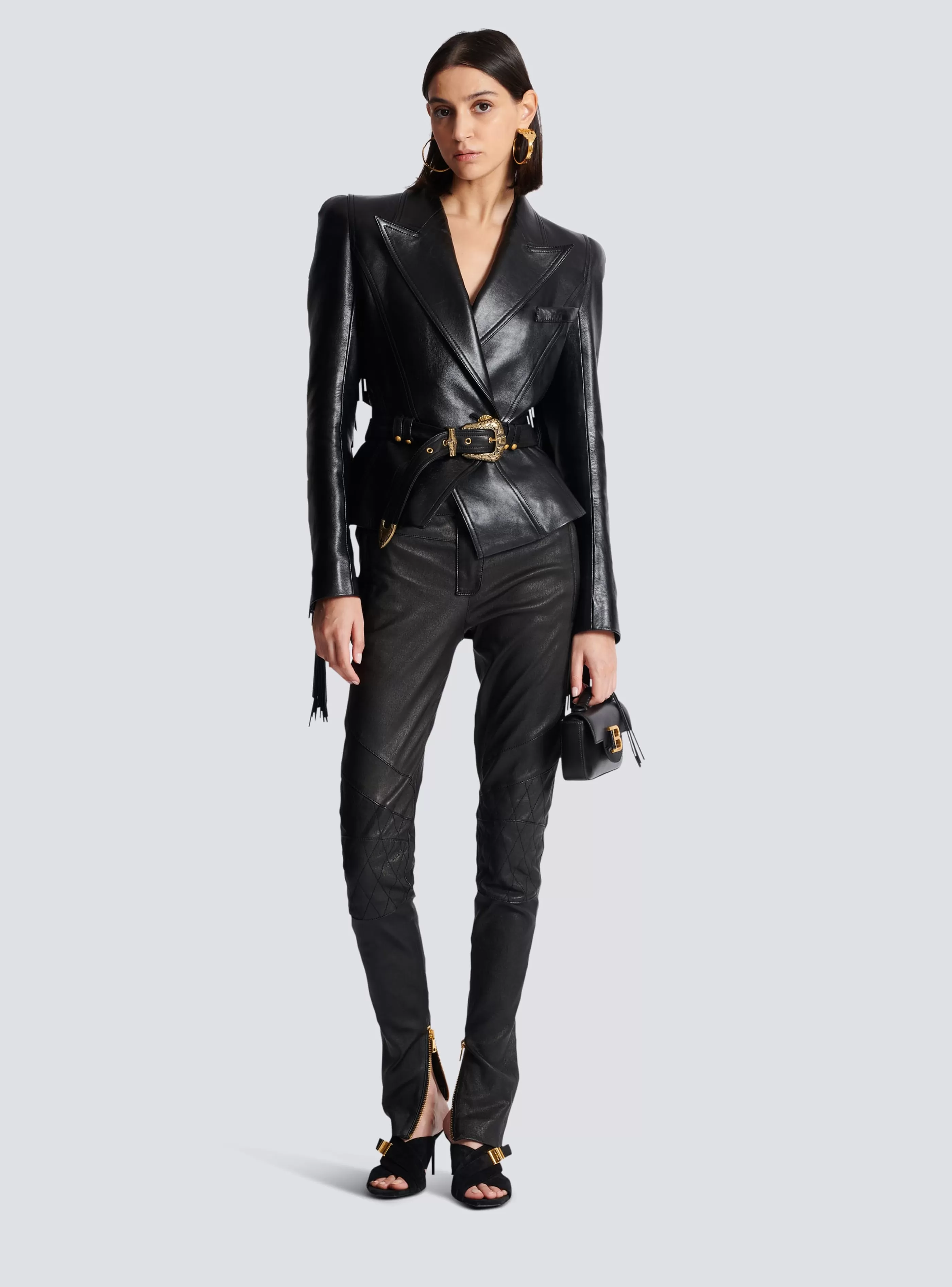 Balmain Giacche E Blazer-Jolie Madame Fringed Leather Jacket black