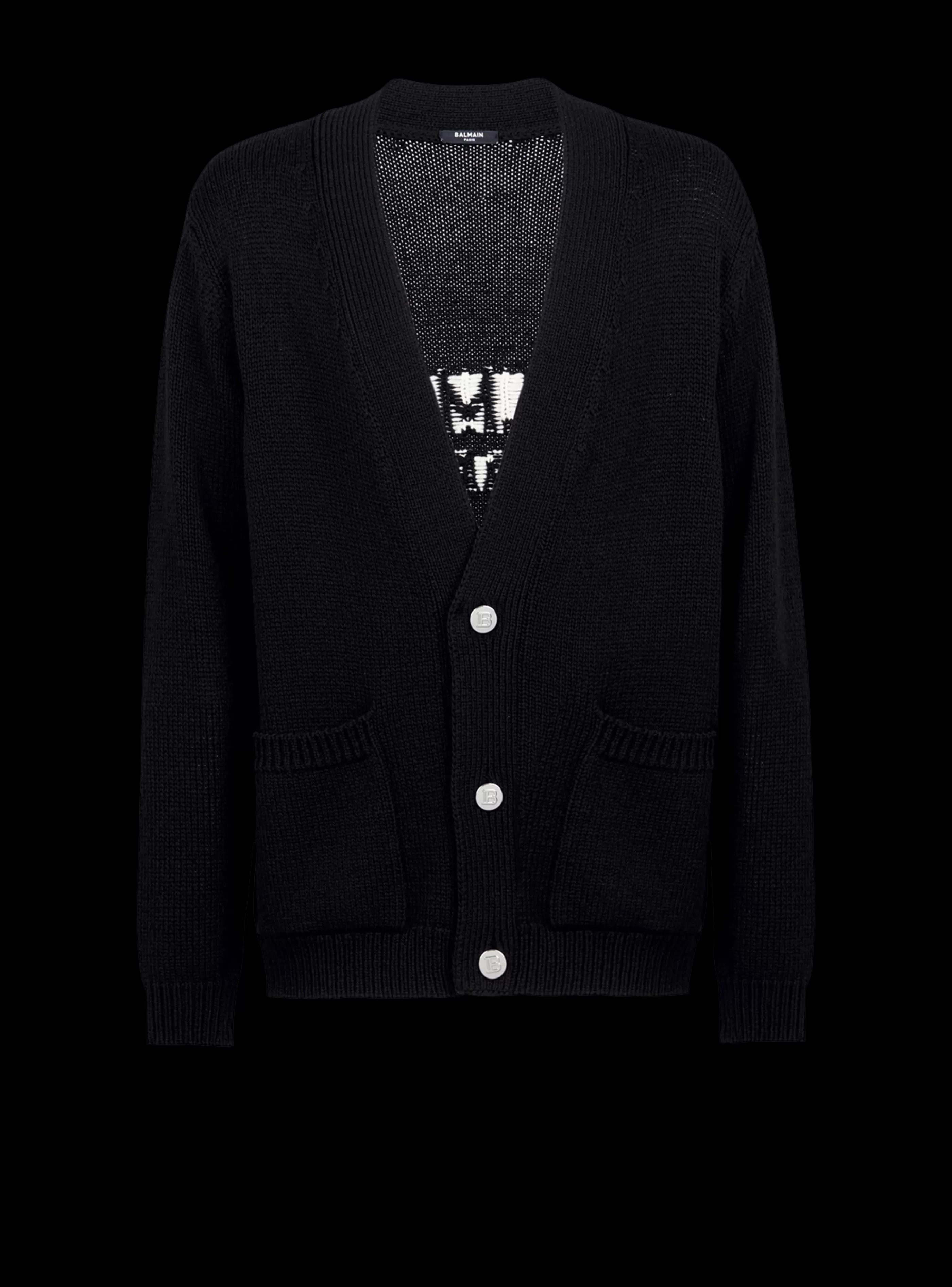Balmain Maglieria-Knit Cardigan With Logo black