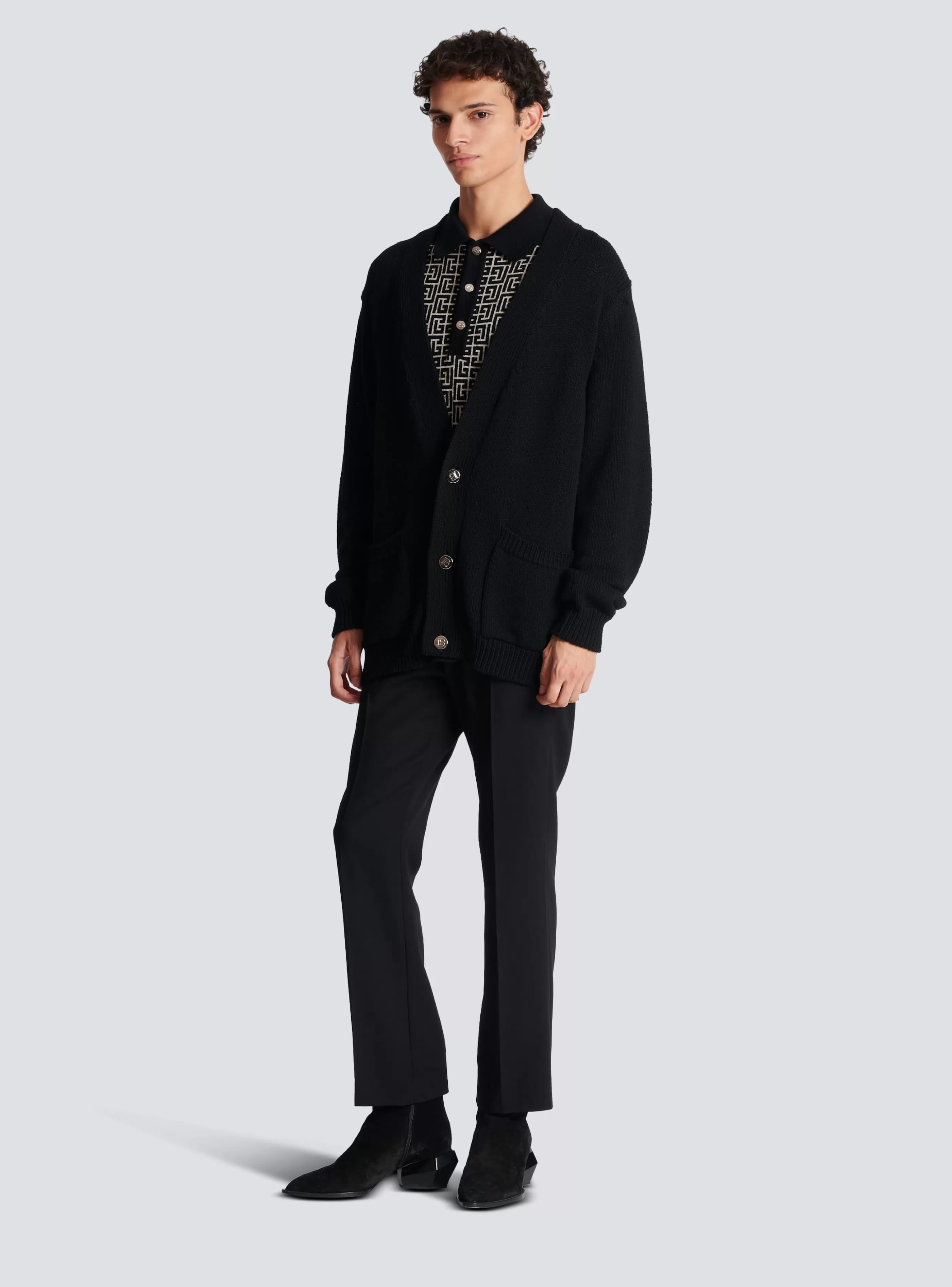 Balmain Maglieria-Knit Cardigan With Logo black
