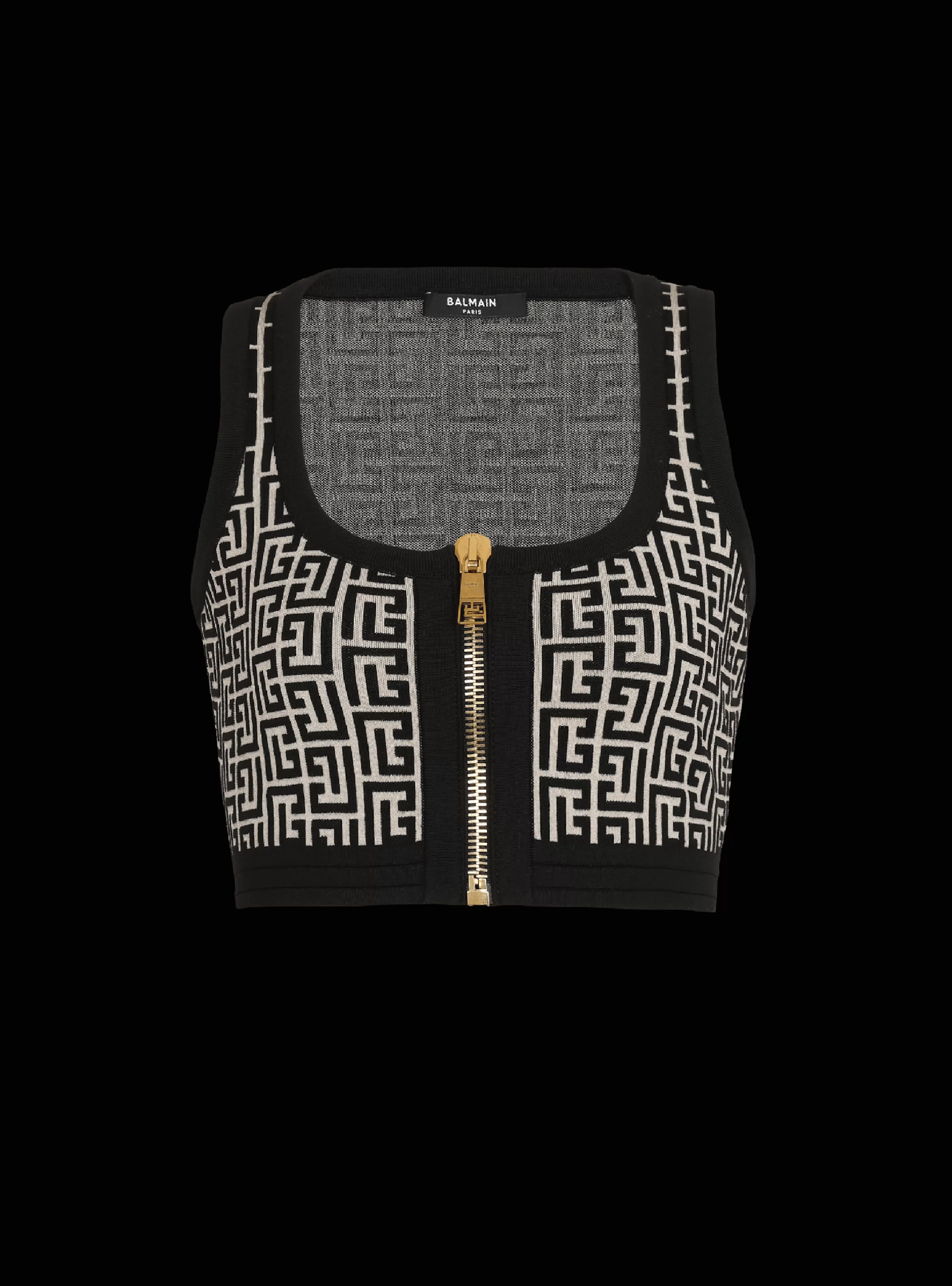 Balmain Maglieria | Top E Camicie-Knit Crop Top With Monogram black