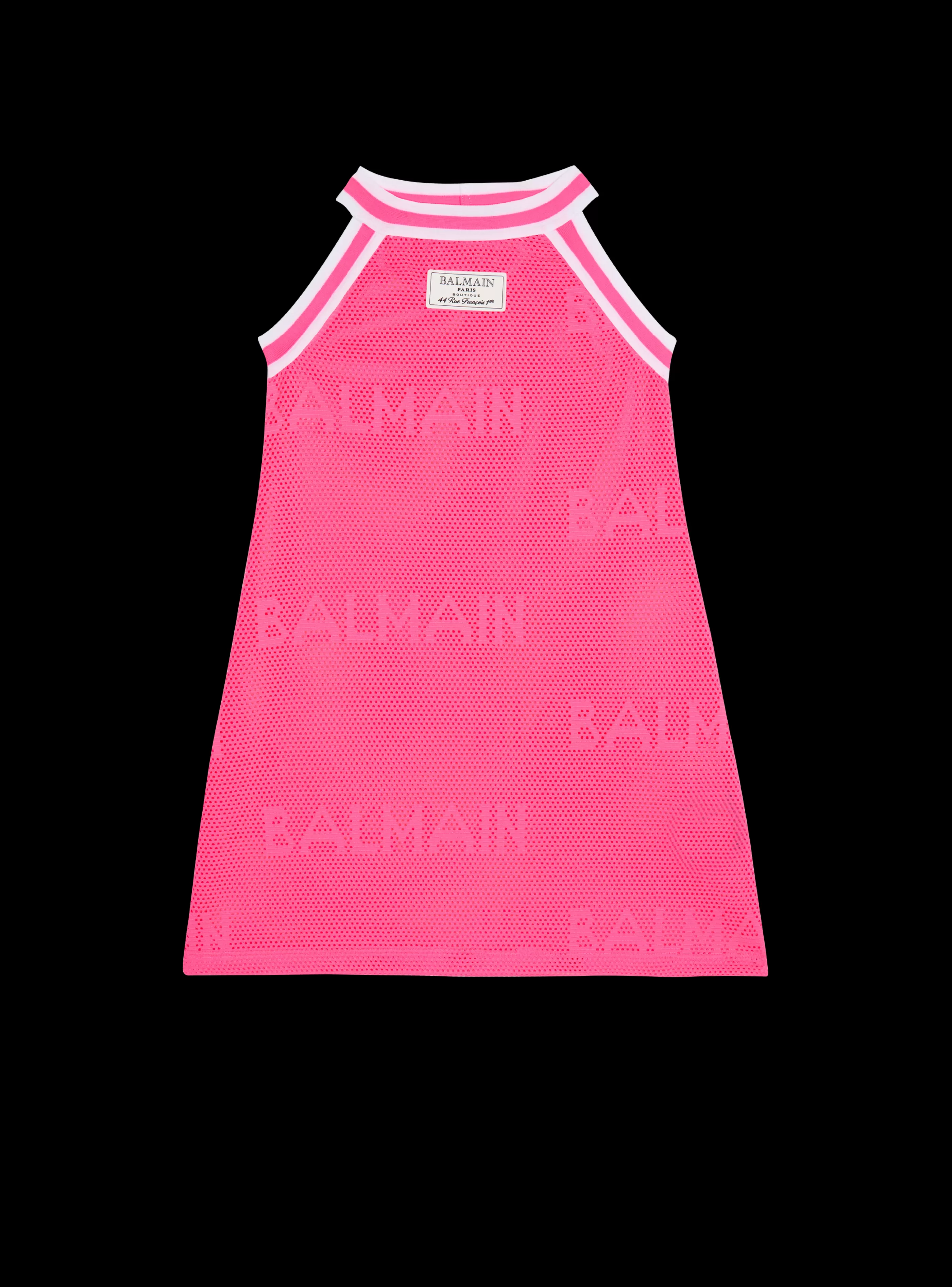 Balmain Bambina (4-10 Anni)-Knit Dress With Logo pink