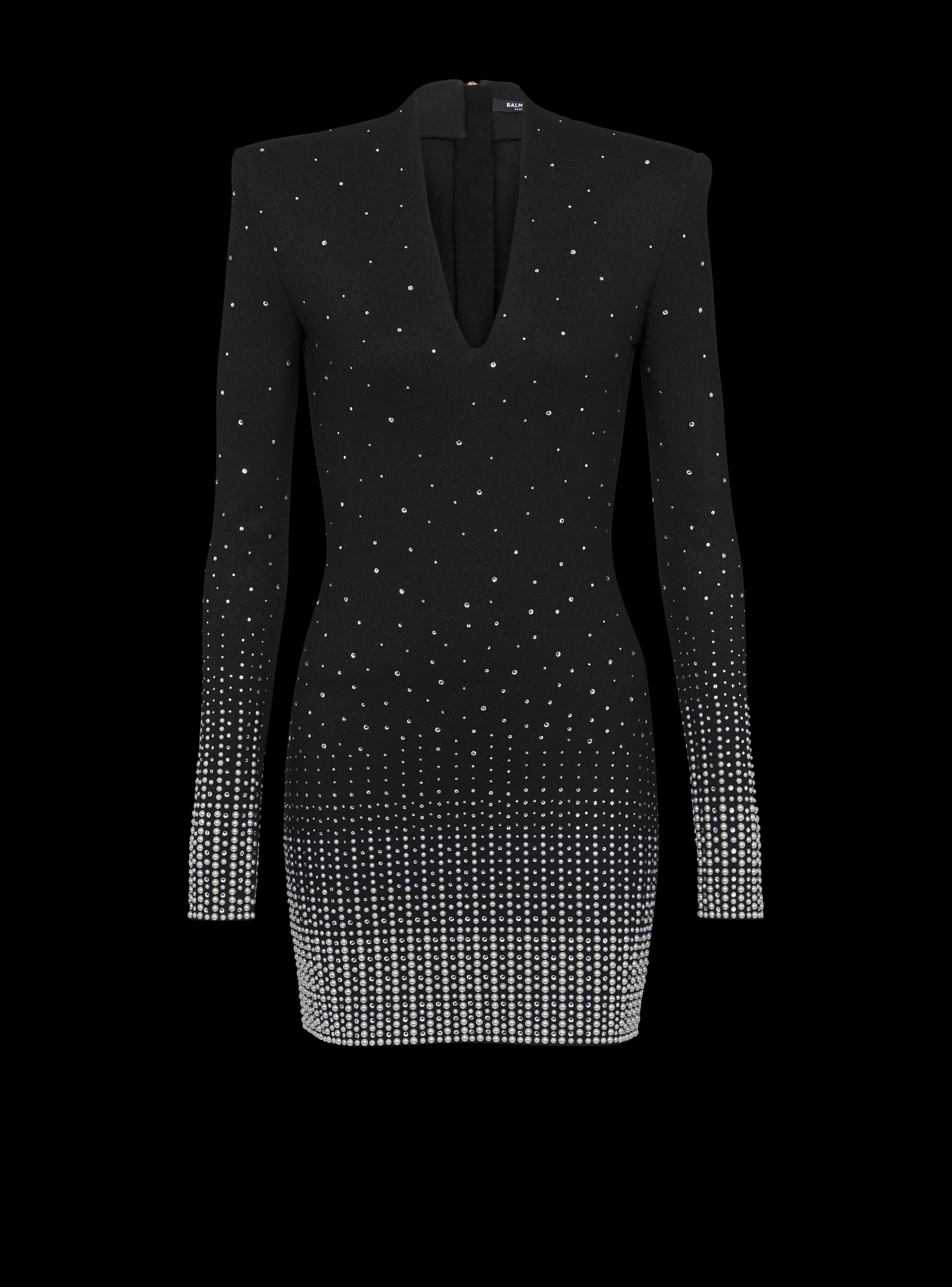 Balmain Maglieria | Abiti-Knit Dress With Pearl And Crystal Embroidery black