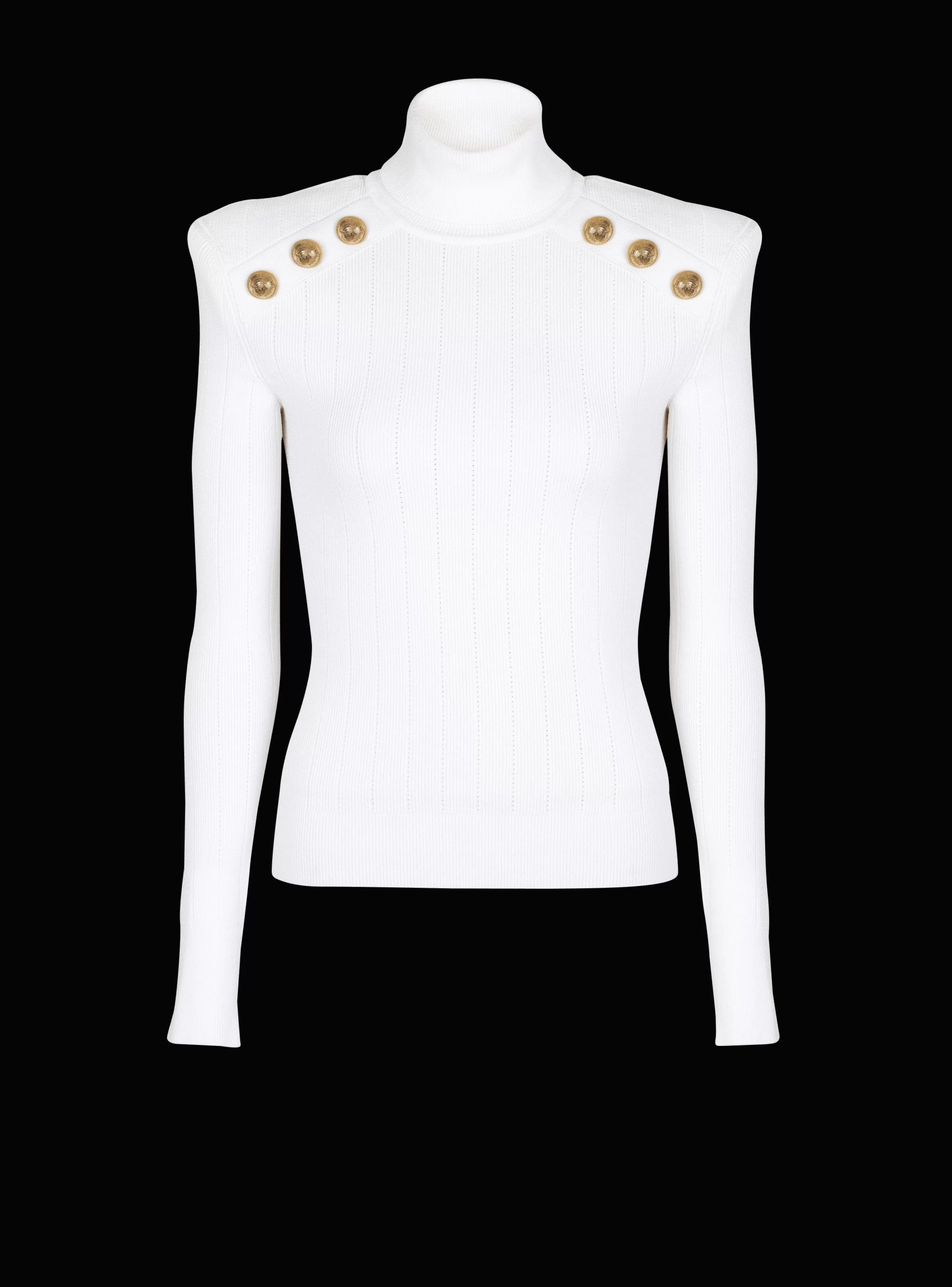 Balmain Maglieria-Knit Jumper With Gold Buttons white