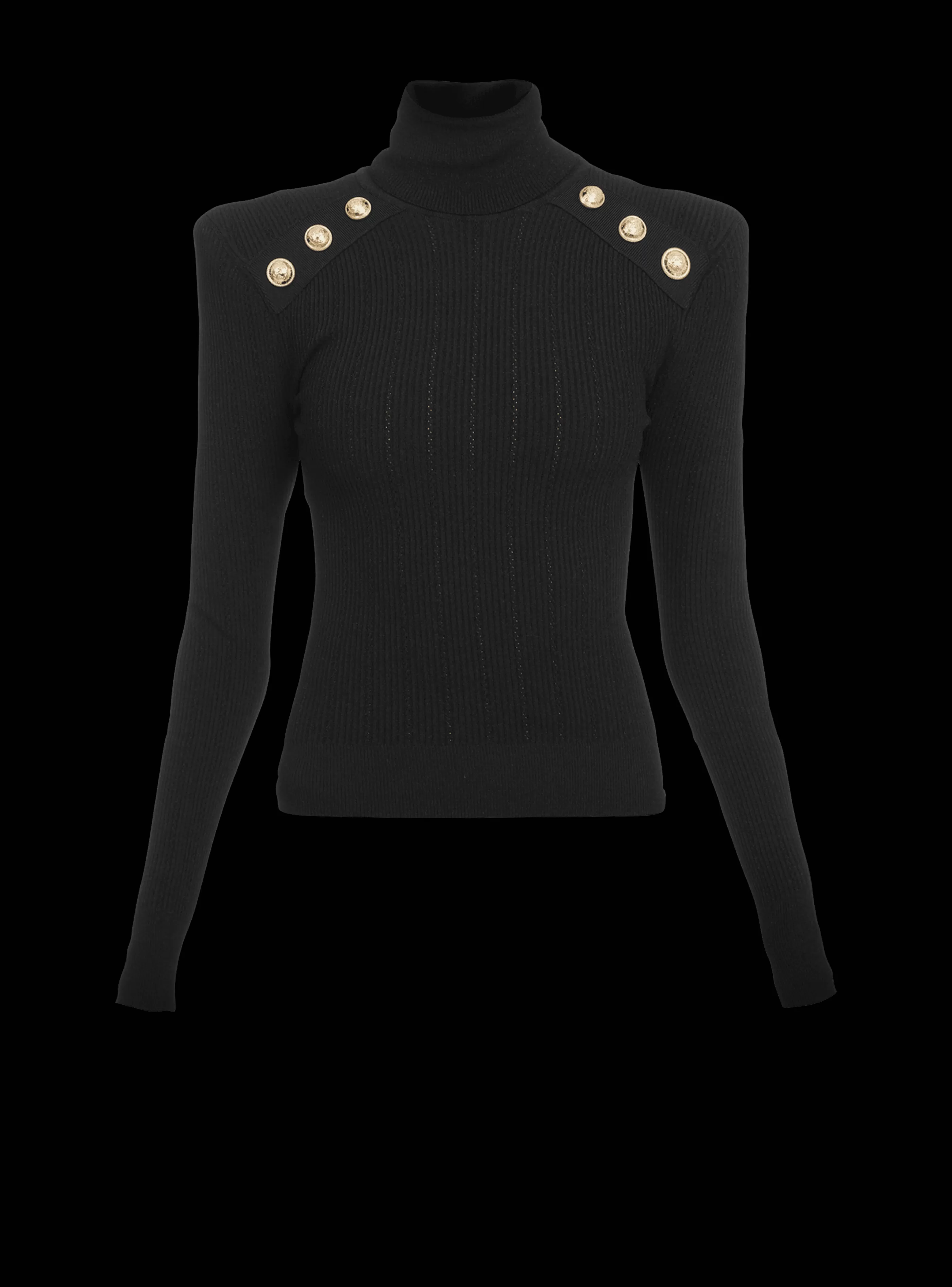 Balmain Maglieria-Knit Jumper With Gold Buttons black
