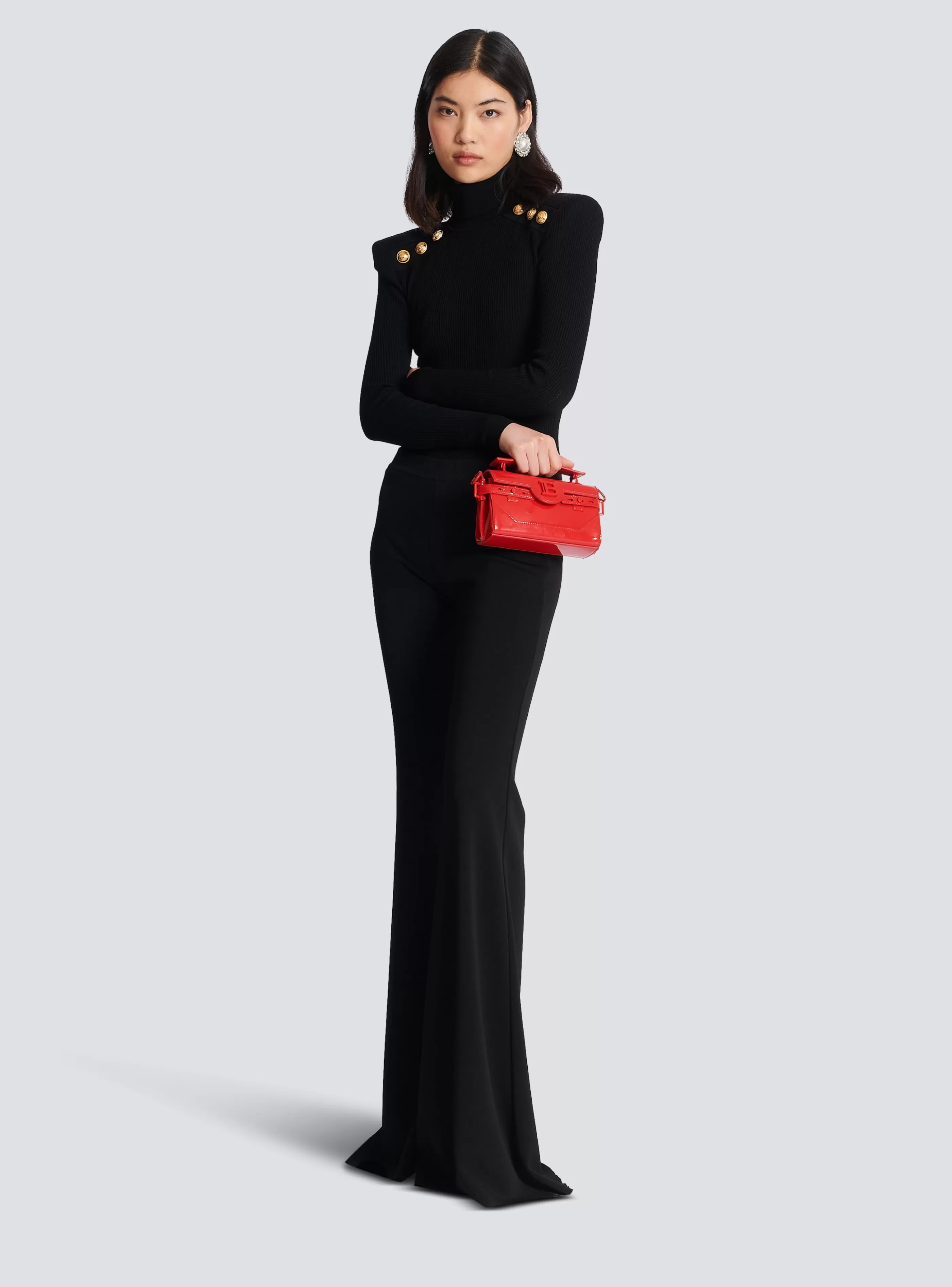 Balmain Maglieria-Knit Jumper With Gold Buttons black