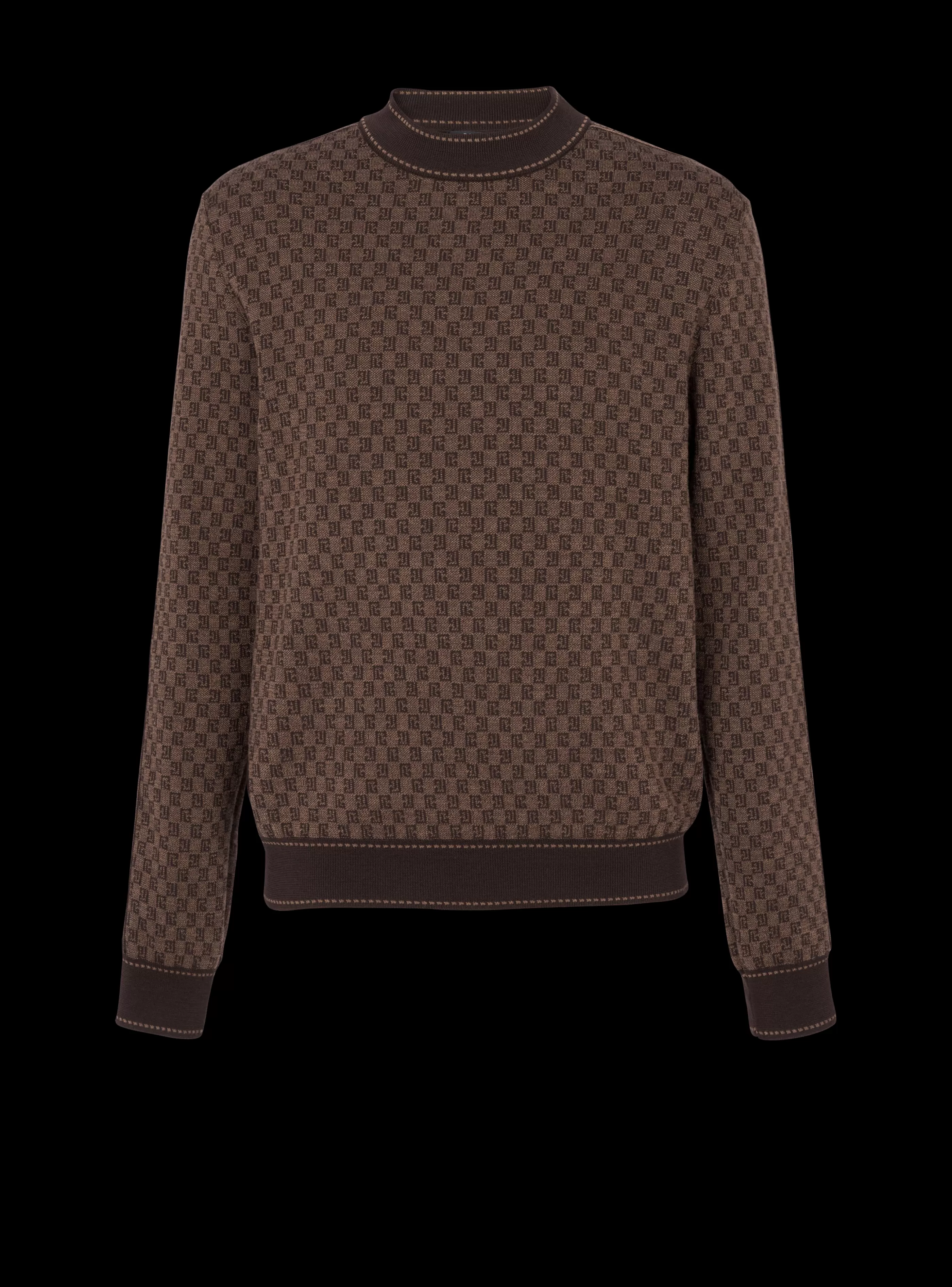 Balmain Maglieria-Knit Jumper With Mini Monogram brown
