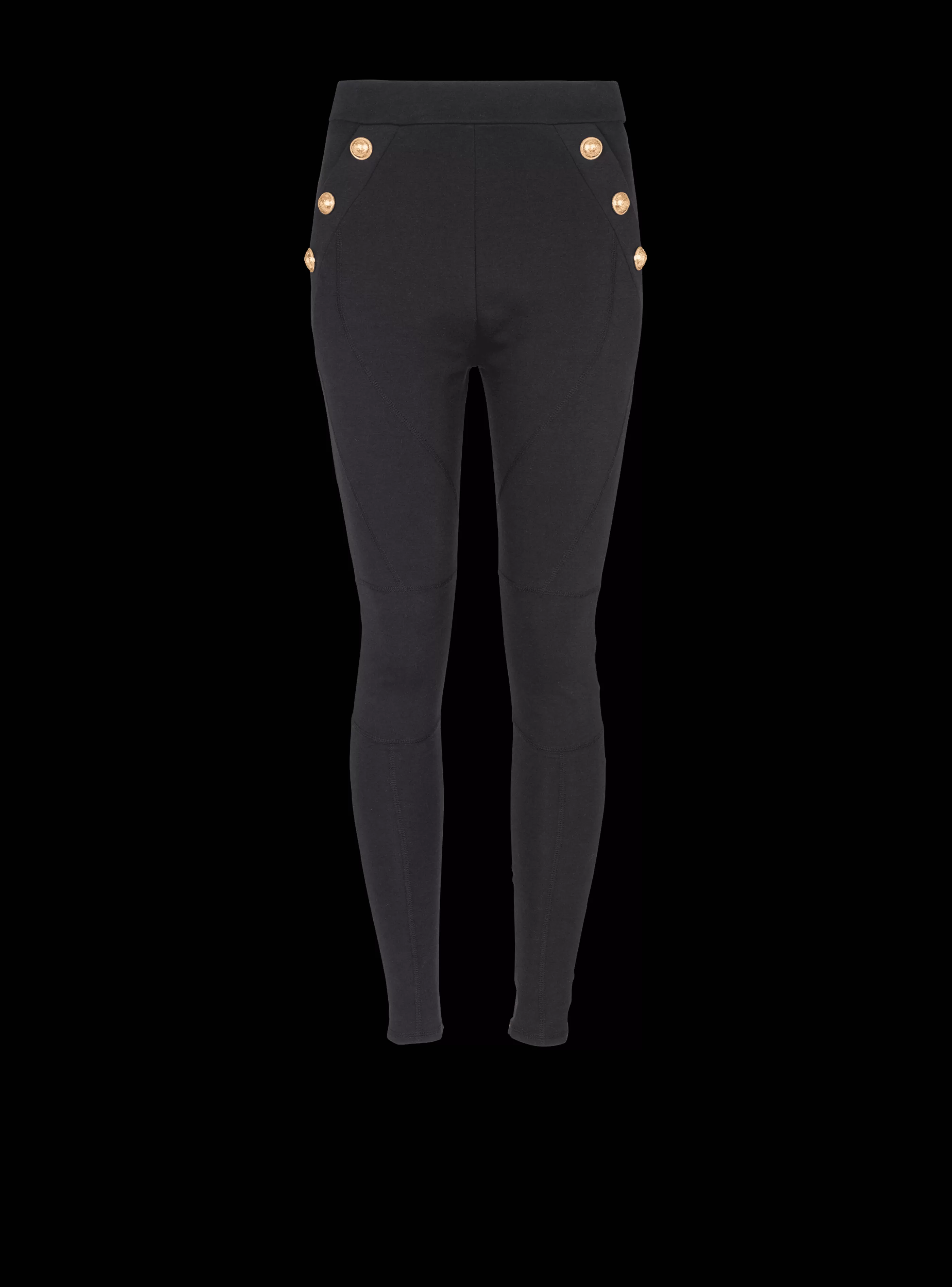 Balmain Pantaloni E Pantaloncini-Knit Leggings With 6 Buttons black