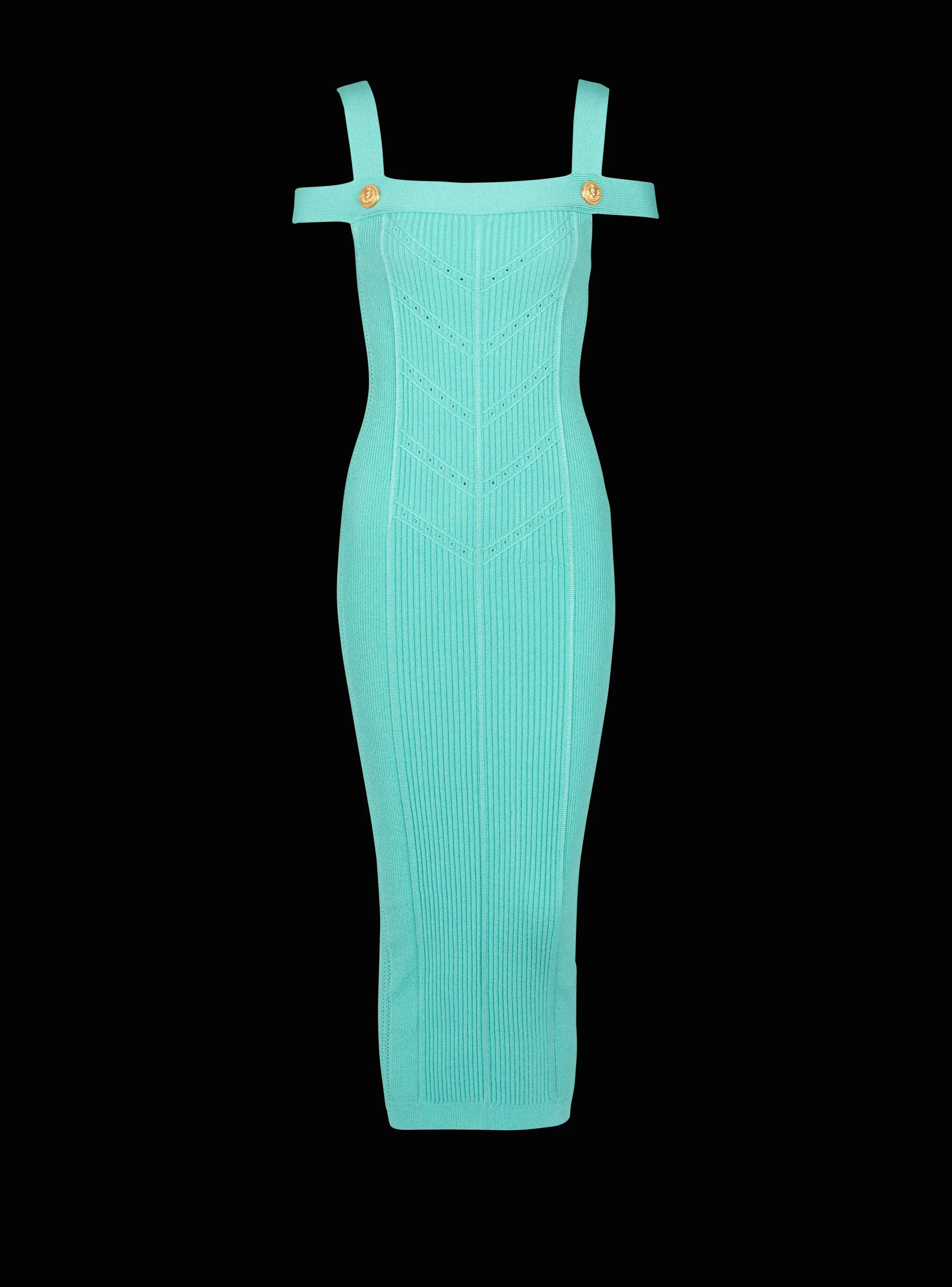 Balmain Abiti-Knit Midi Dress With Double Straps blue