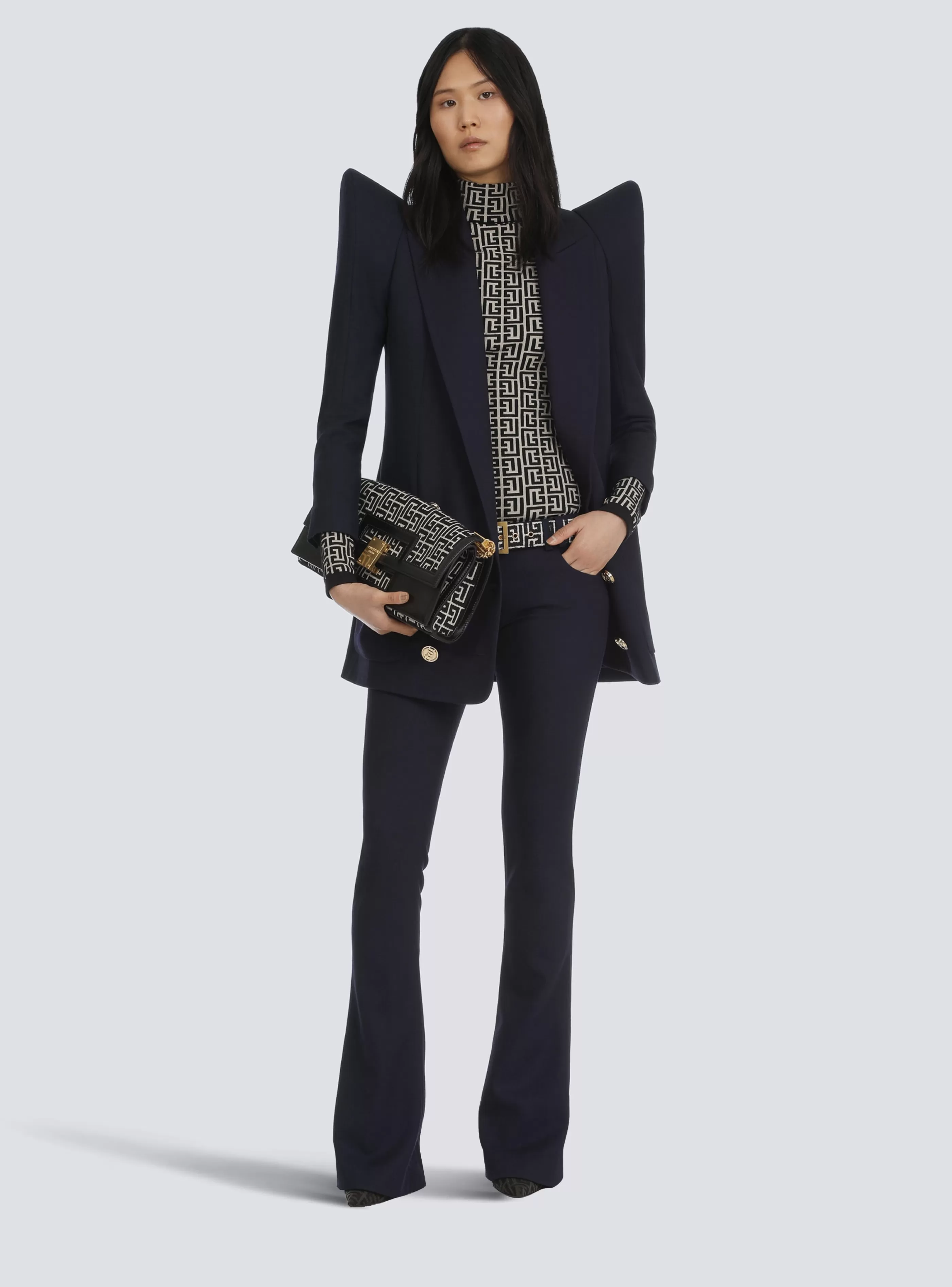 Balmain Maglieria-Knit Sweater With Monogram black